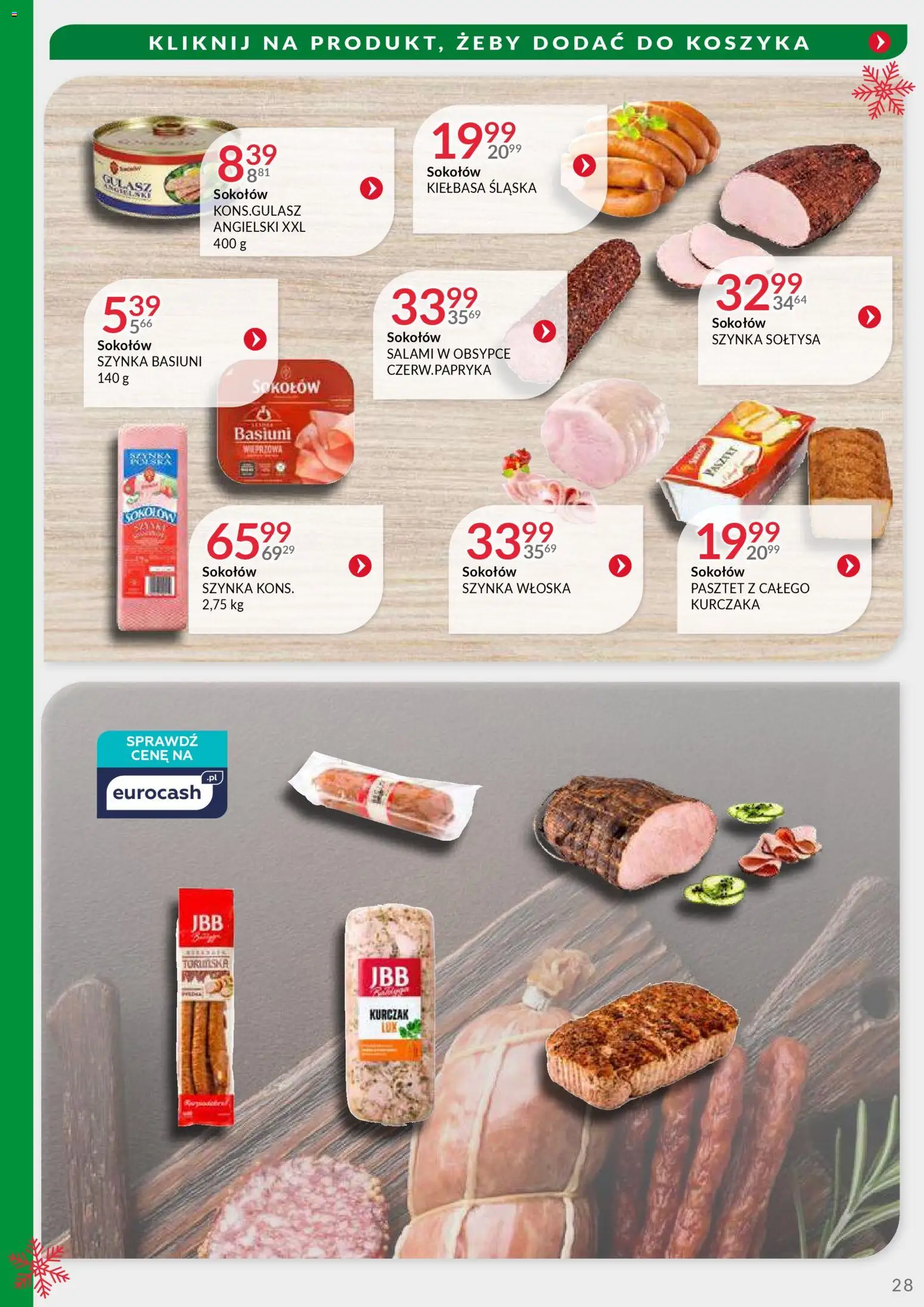 Eurocash Gazetka - Oferta Handlowa MR Południowy Wschód od 24.11.2025 | Strona: 28 | Produkty: Kiełbasa, Kurczak, Szynka, Kiełbasa śląska