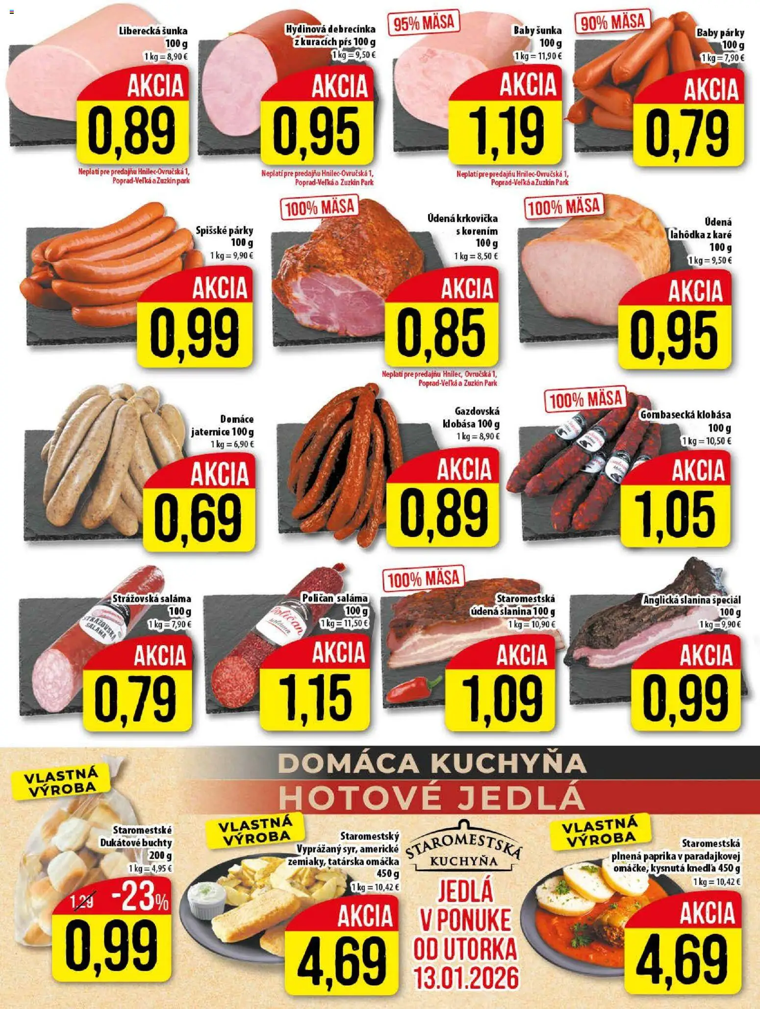 Nové Klas akcie – leták je platný od 12.01.2026 | Strana: 5 | Produkty: Kuchyňa, Slanina, Párky