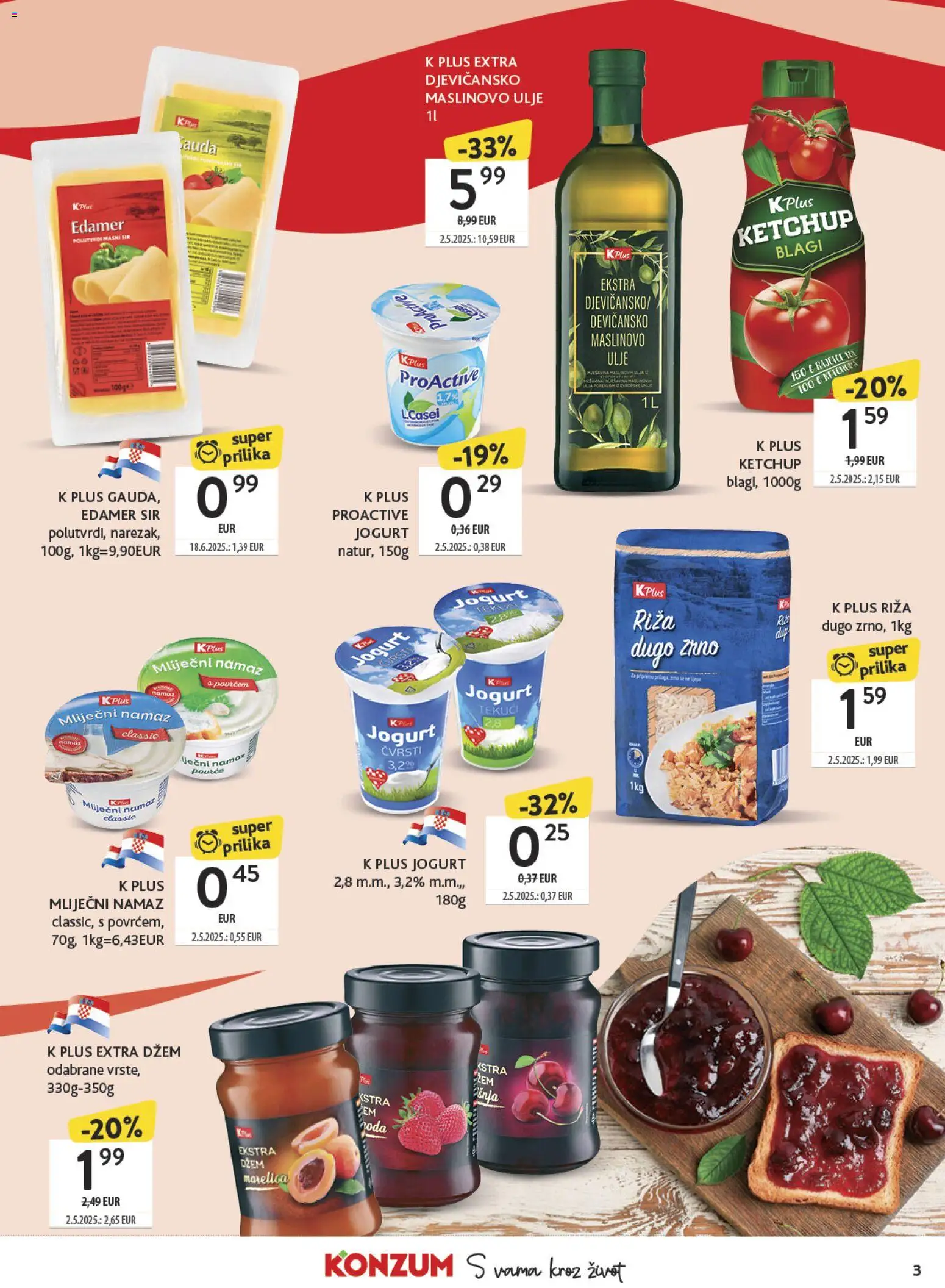Konzum katalog | vrijedi od 19.01.2026 | Stranica: 3 | Proizvodi: Jogurt, Ulje, Maslinovo ulje, Riža