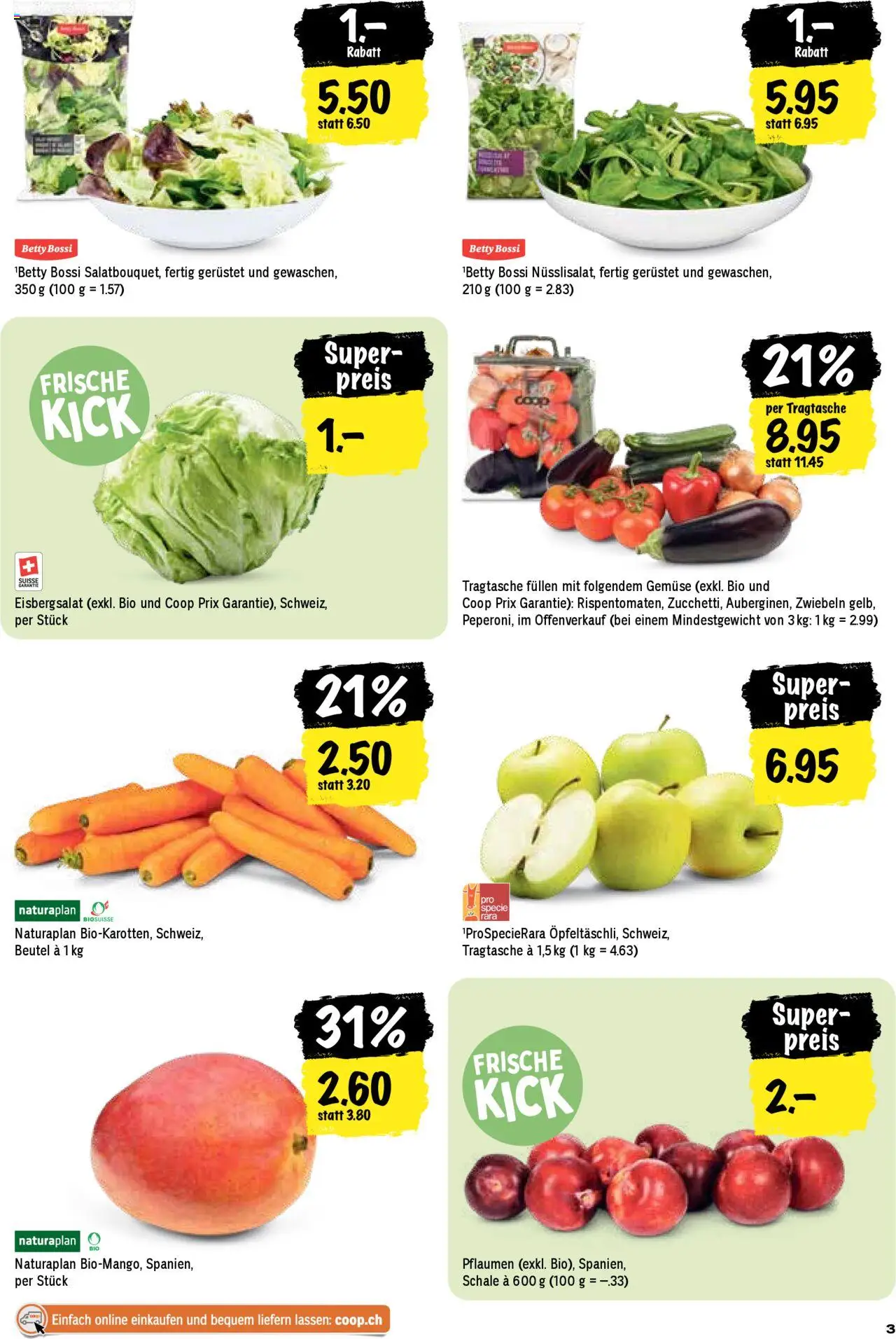 Coop Aktionen – gültig ab 25.09.2025 | Seite: 3 | Produkte: Gemüse, Mango, Zwiebeln, Apple