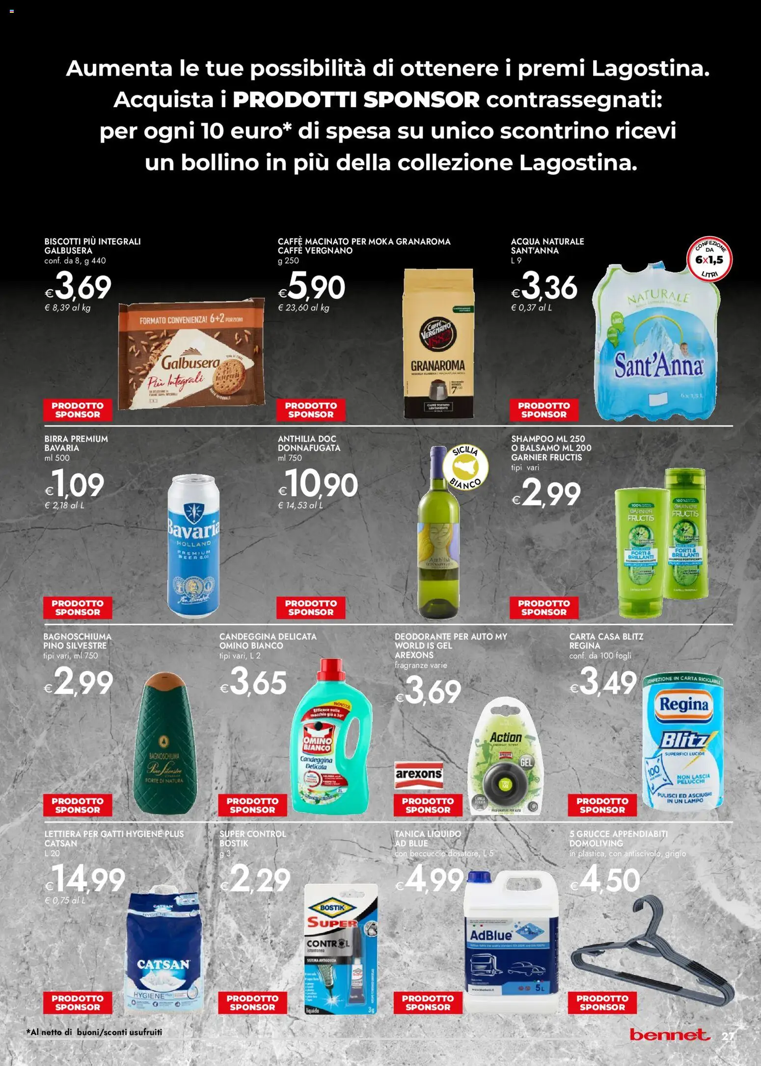 Volantino bennet del 06.11.2025 | Pagina: 27 | Prodotti: Caffè, Biscotti, Acqua naturale, Grucce