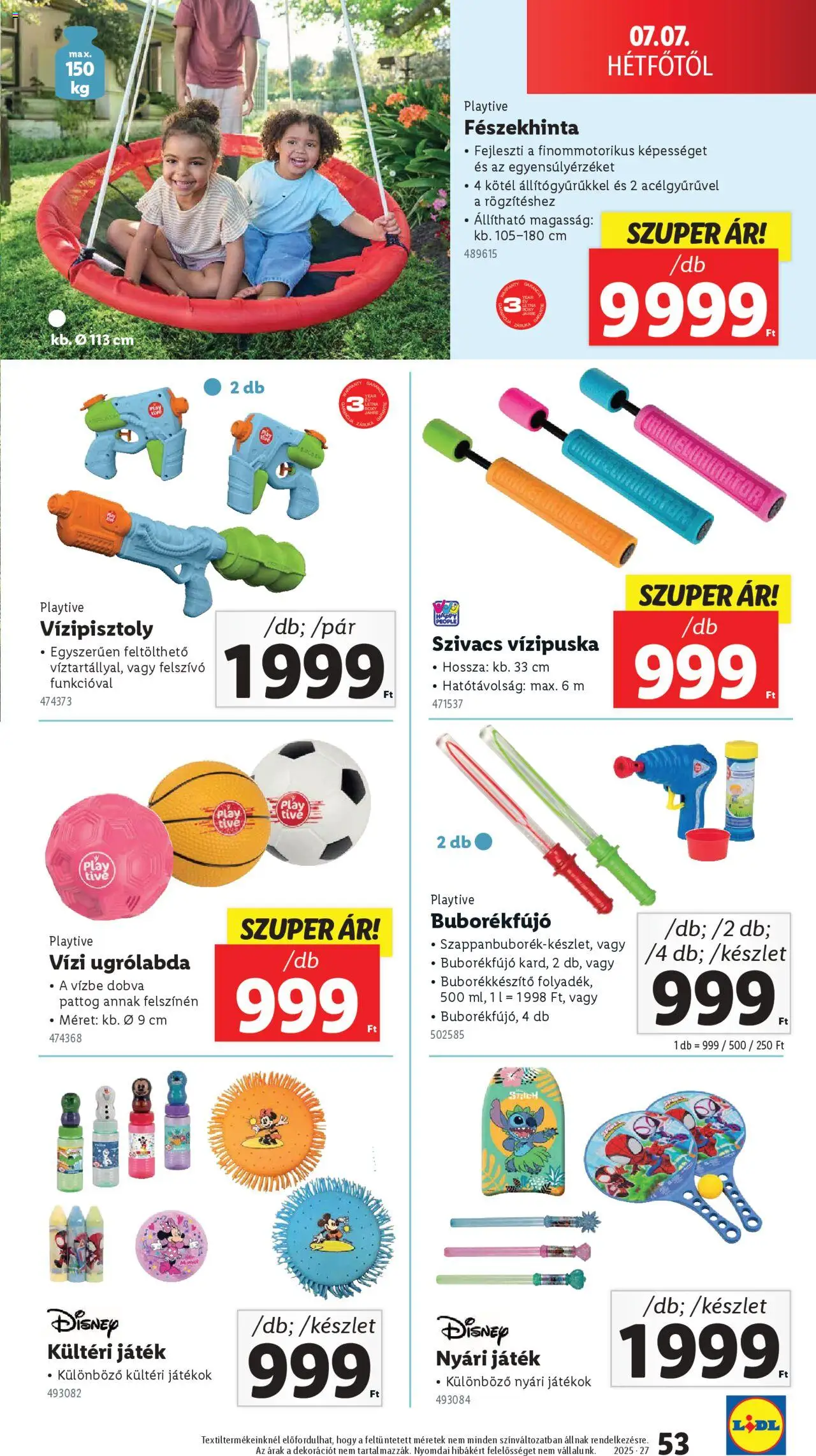 Lidl akciós ujság - amely érvényes a következő dátumtól: 03.07.2025 | Oldal: 53 | Termékek: Kötél, Játék, Játékok