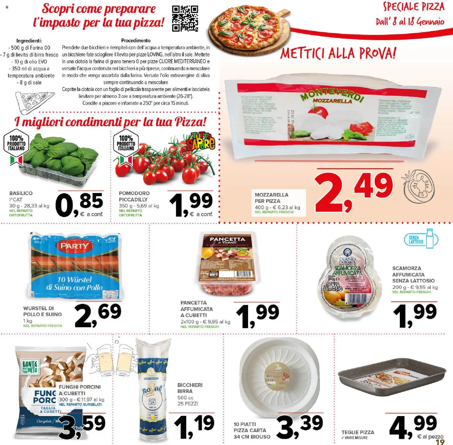 Volantino Todis del 08.01.2026 | Pagina: 19 | Prodotti: Pizza, Pomodoro, Farina, Funghi