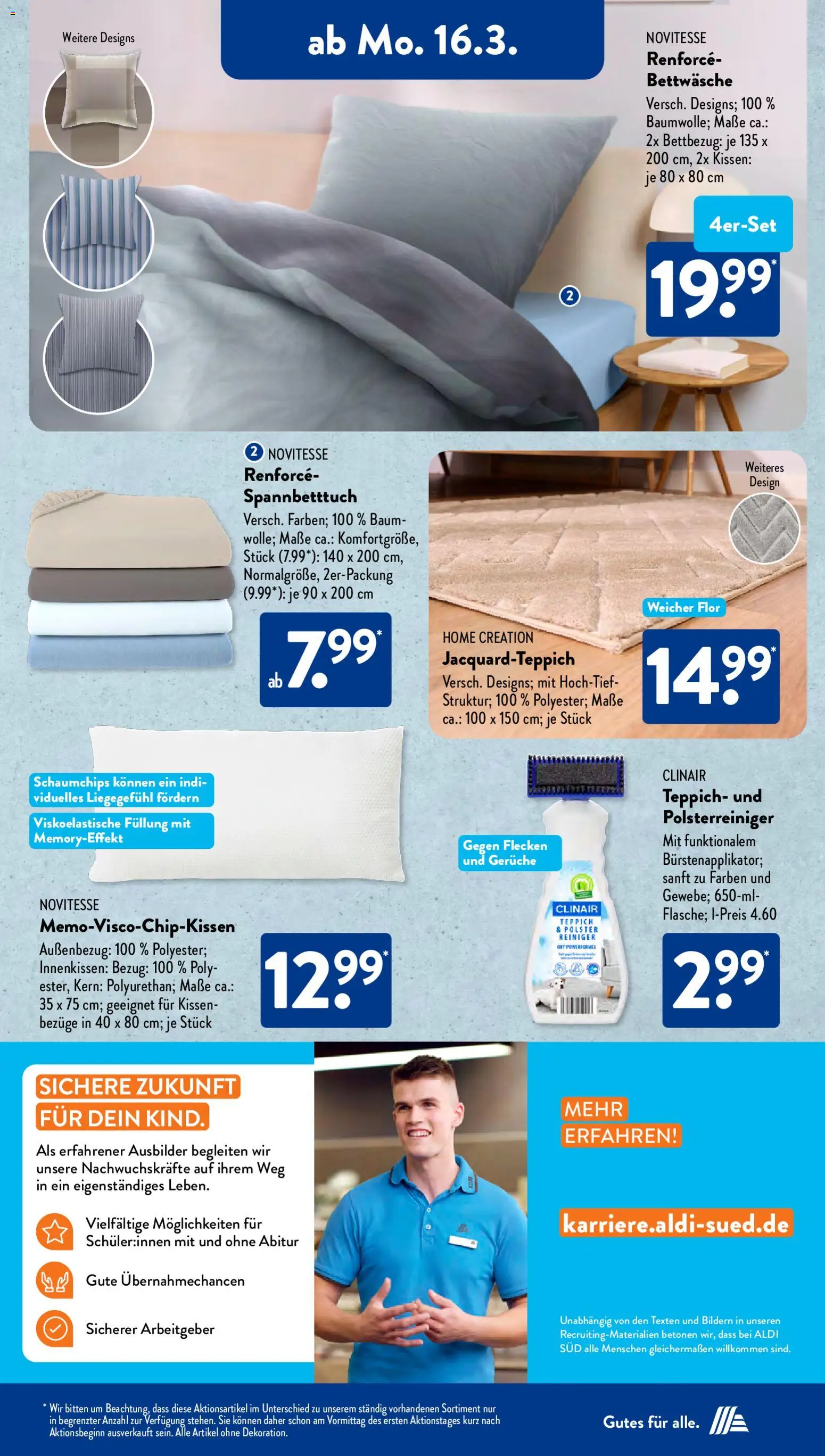 Aldi Süd Prospekt 	 – gültig ab 16.03.2026 | Seite: 4 | Produkte: Kissen, Bettwäsche, Teppich, Home creation