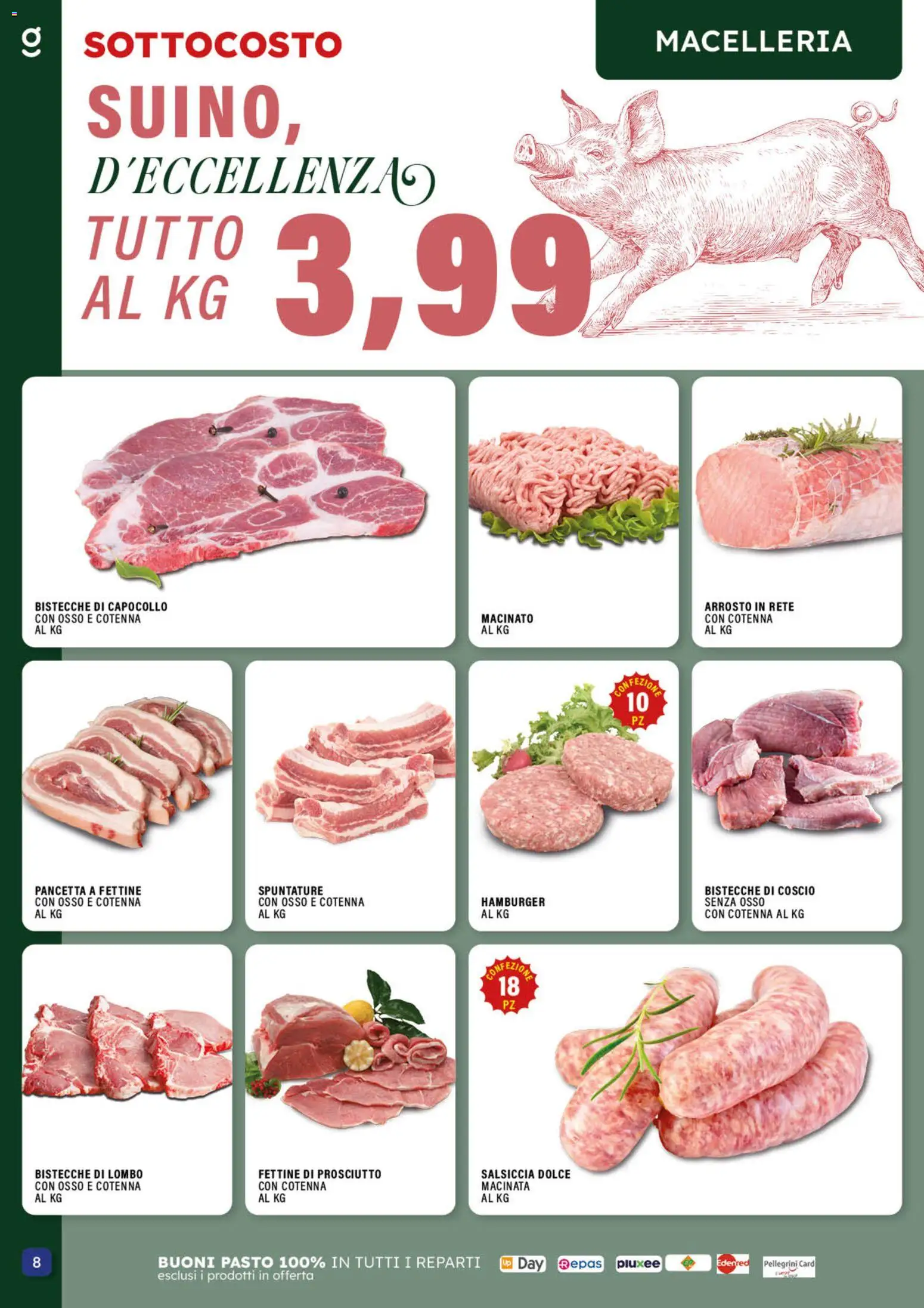 Volantino GECOP del 17.11.2025 | Pagina: 8 | Prodotti: Pancetta, Prosciutto, Salsiccia, Hamburger