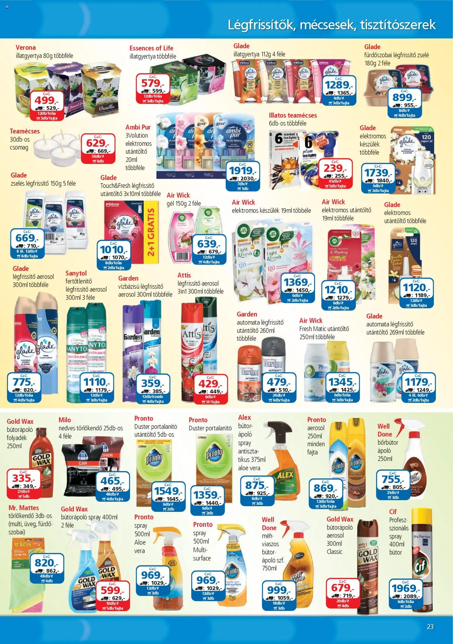 ÁRKLUB akciós ujság - amely érvényes a következő dátumtól: 01.03.2026 | Oldal: 23 | Termékek: Légfrissítő, Aloe vera, Nedves törlőkendő, Tea