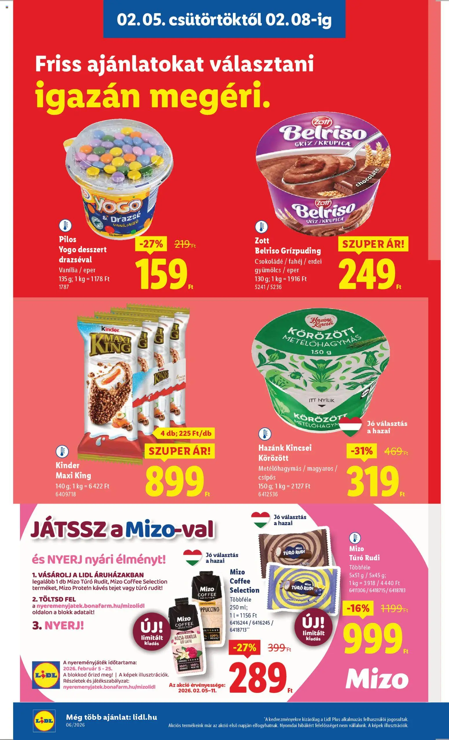 Lidl akciós ujság - amely érvényes a következő dátumtól: 05.02.2026 | Oldal: 8 | Termékek: Drazsé, Csokoládé, Eper, Túró