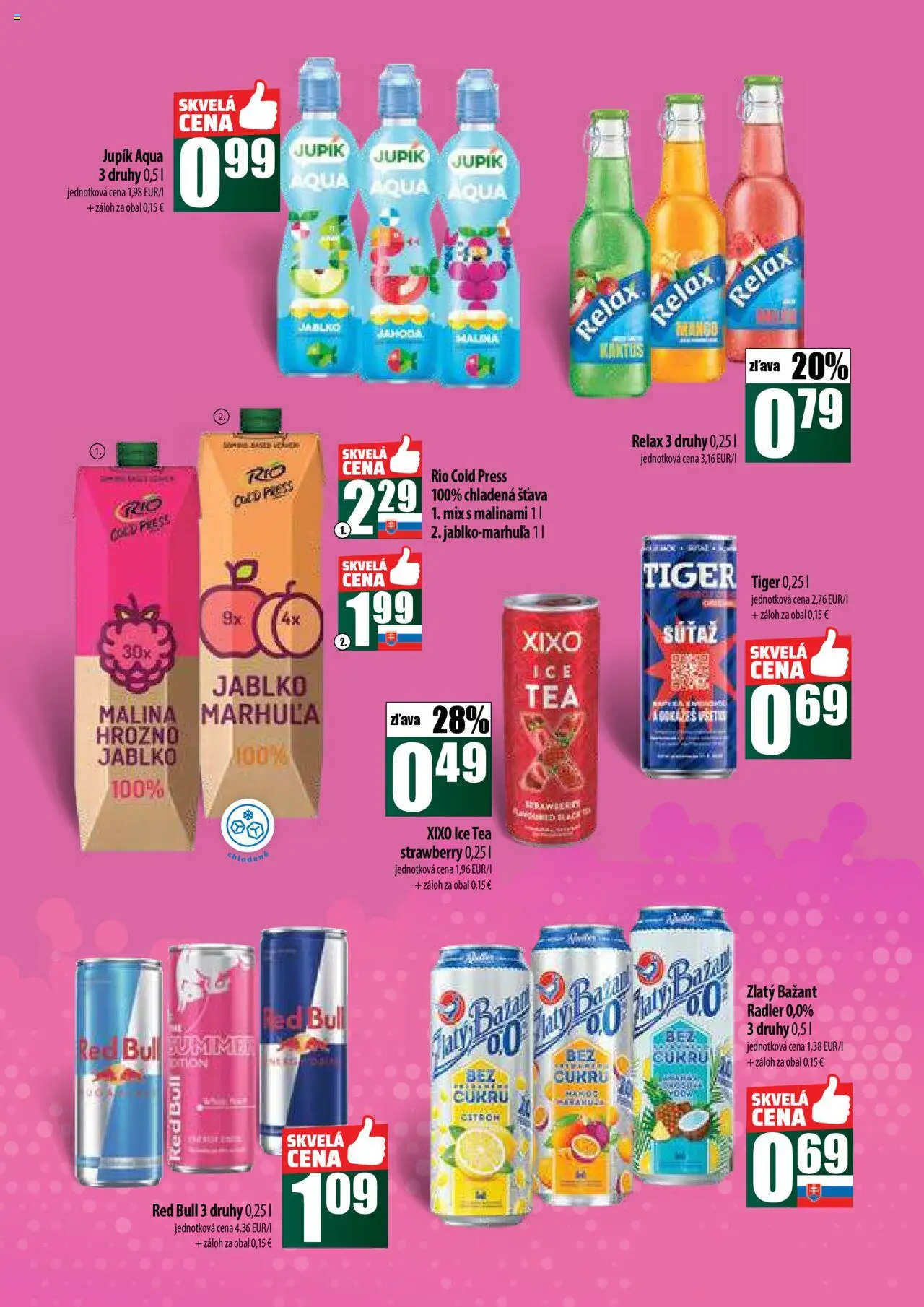 COOP Jednota široká ponuka │ platný od 24.07.2025 | Strana: 45 | Produkty: Radler, Red Bull, Zlatý Bažant, Hrozno