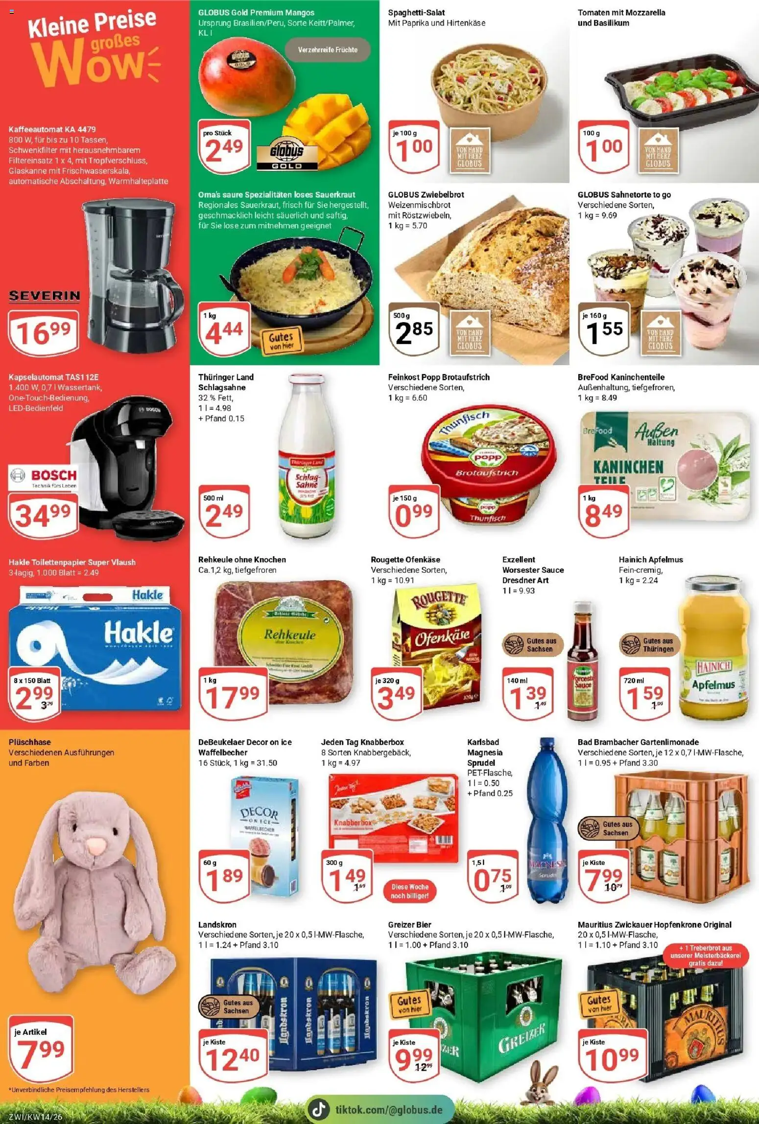 Globus prospekt Zwickau	 – gültig ab 30.03.2026 | Seite: 9 | Produkte: Mozzarella, Paprika, Sahne, Toilettenpapier