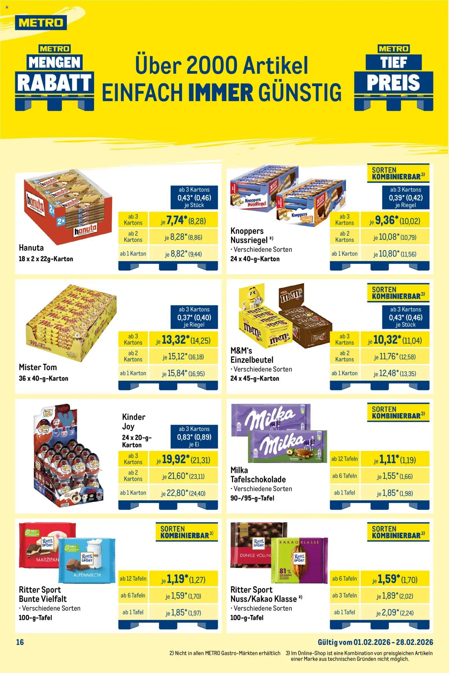 Metro  Monats-Mix – gültig ab 01.02.2026 | Seite: 16 | Produkte: Ritter sport, M&M's, Milka, Knoppers