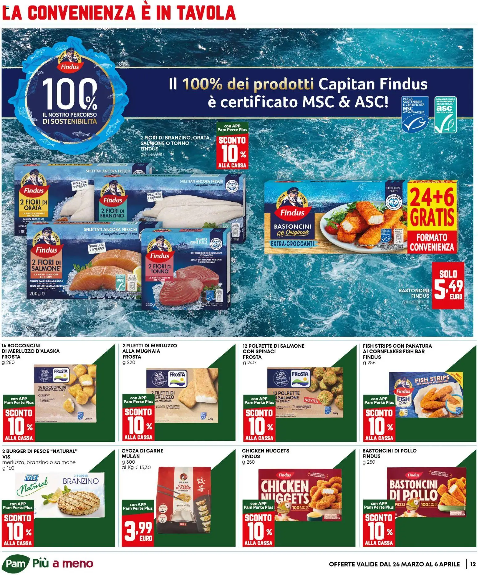 Volantino Panorama del 26.03.2026 | Pagina: 12 | Prodotti: Nuggets, Pesca, Pinne, Tonno