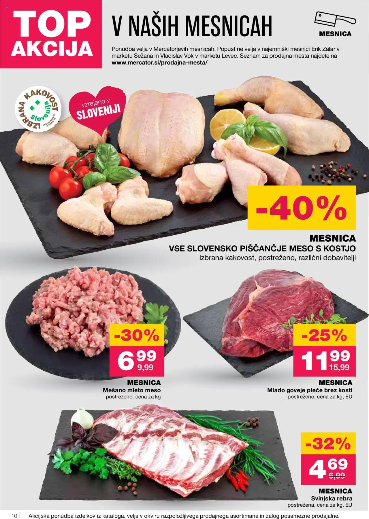 Novi Mercator katalog ponudbe – veljaven od 02.10.2025 | Stran: 10 | Izdelki: Mleto meso, Piscancje meso