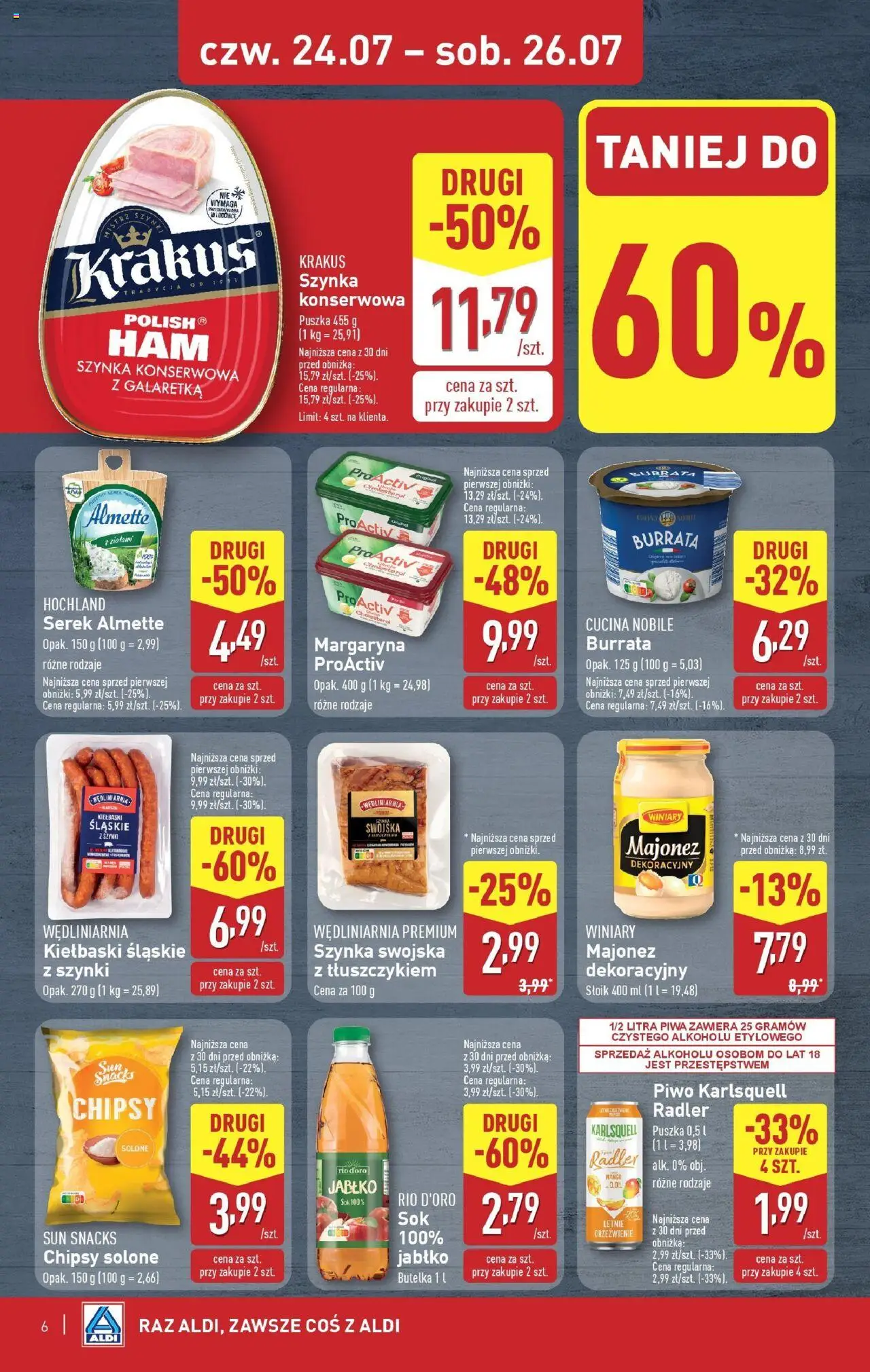 Aldi Gazetka - Okazje na weekend od 24.07.2025 | Strona: 6 | Produkty: Mango, Chipsy, Sok, Majonez