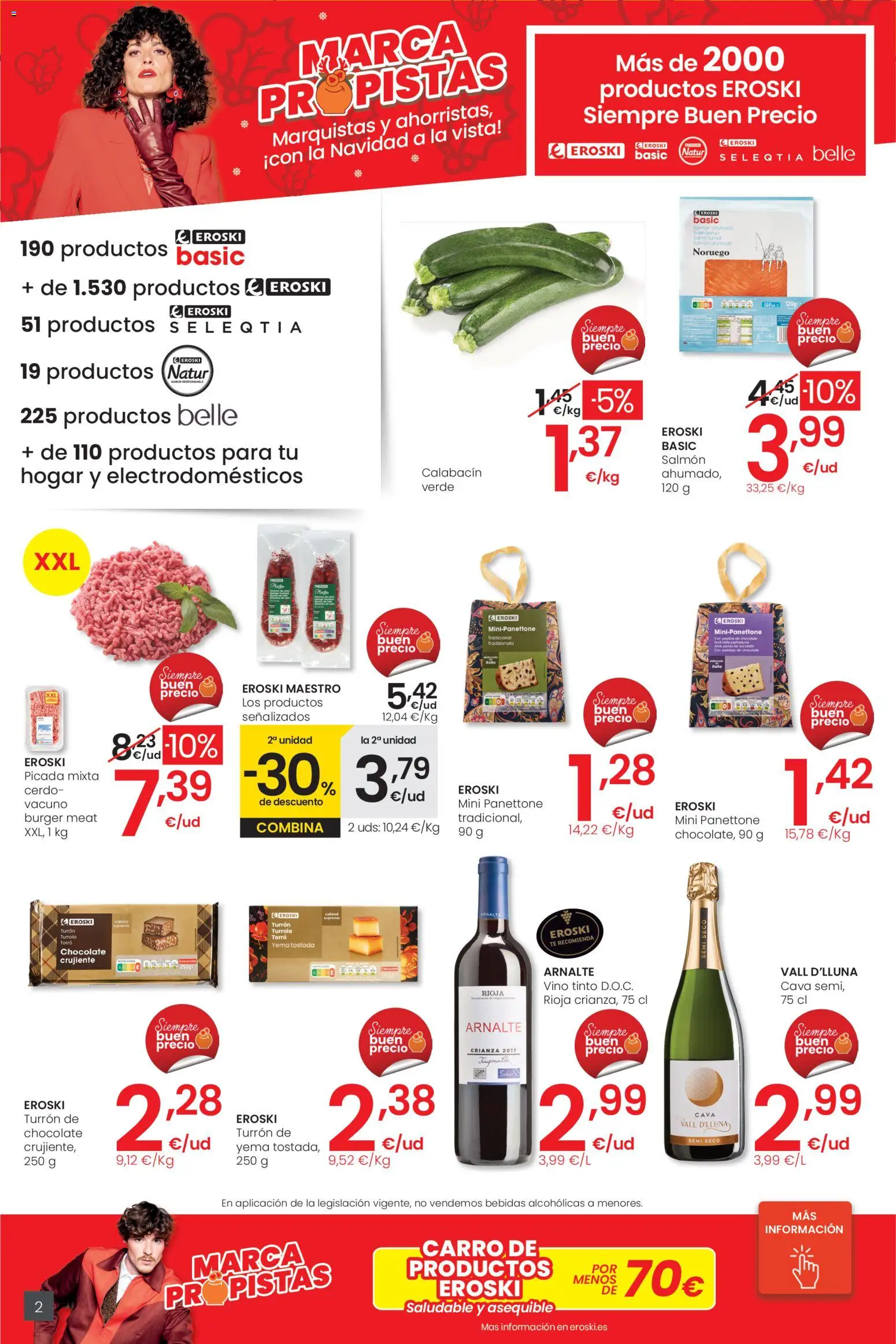 Eroski - Supermercados │ válido desde el 13.11.2025 | Página: 2 | Productos: Calabacín, Chocolate, Vino, Té