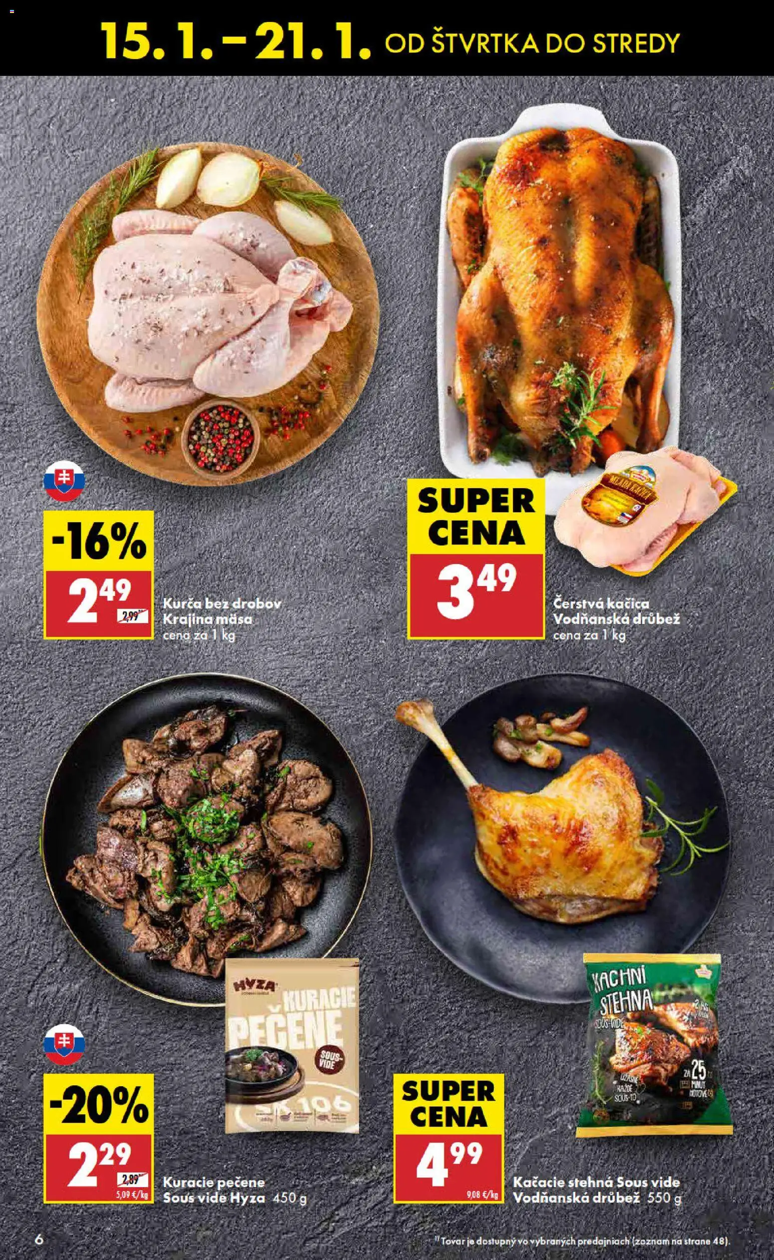 Nové Biedronka akcie – leták je platný od 15.01.2026 | Strana: 6 | Produkty: Kačacie stehná, Kačica, Kurča