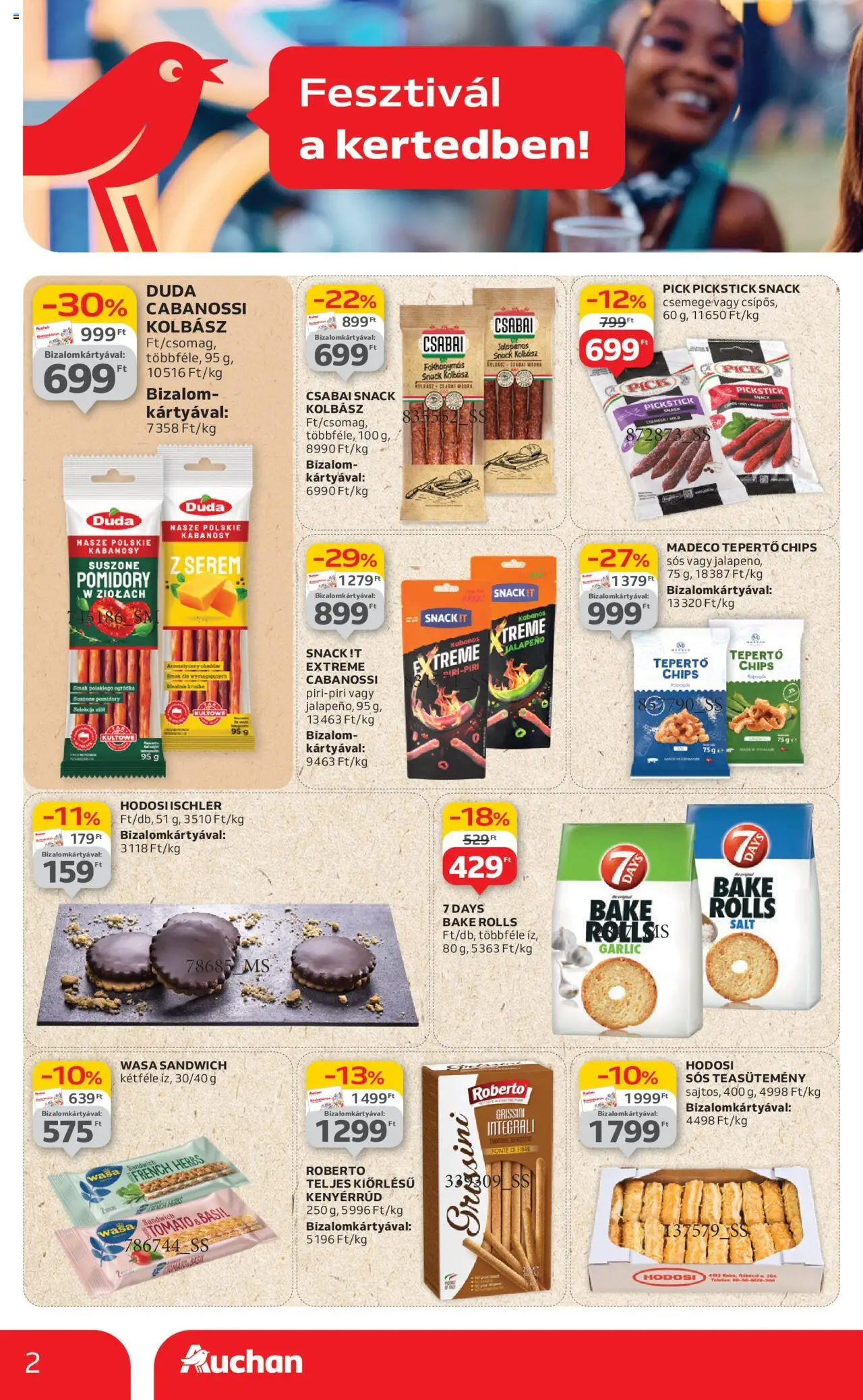 Auchan akciós ujság - amely érvényes a következő dátumtól: 19.06.2025 | Oldal: 2 | Termékek: Jalapenos, Chips, Grissini, Cheddar