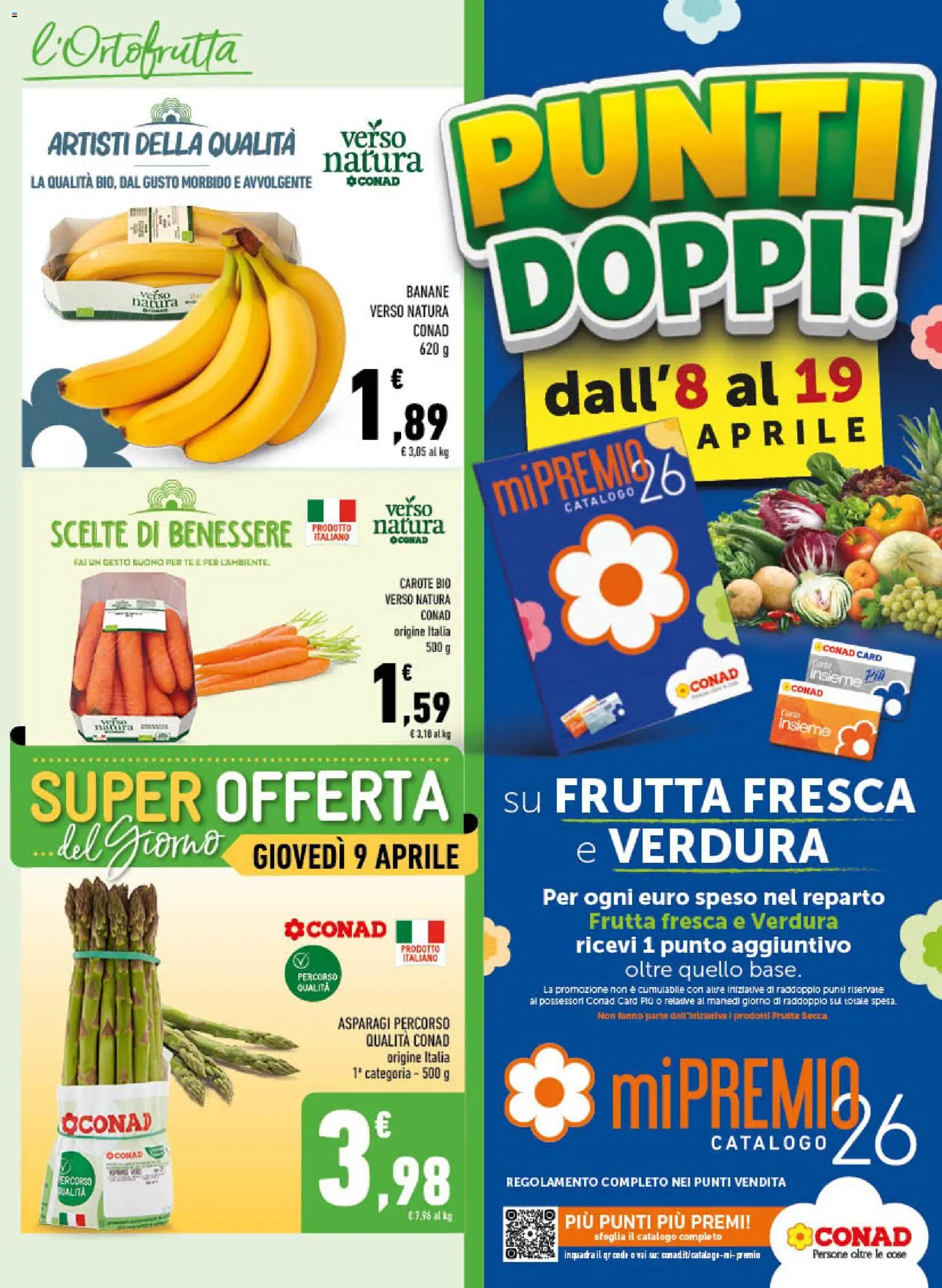 Volantino Conad del 08.04.2026 | Pagina: 3 | Prodotti: Banane, Tè, Frutta, Carote