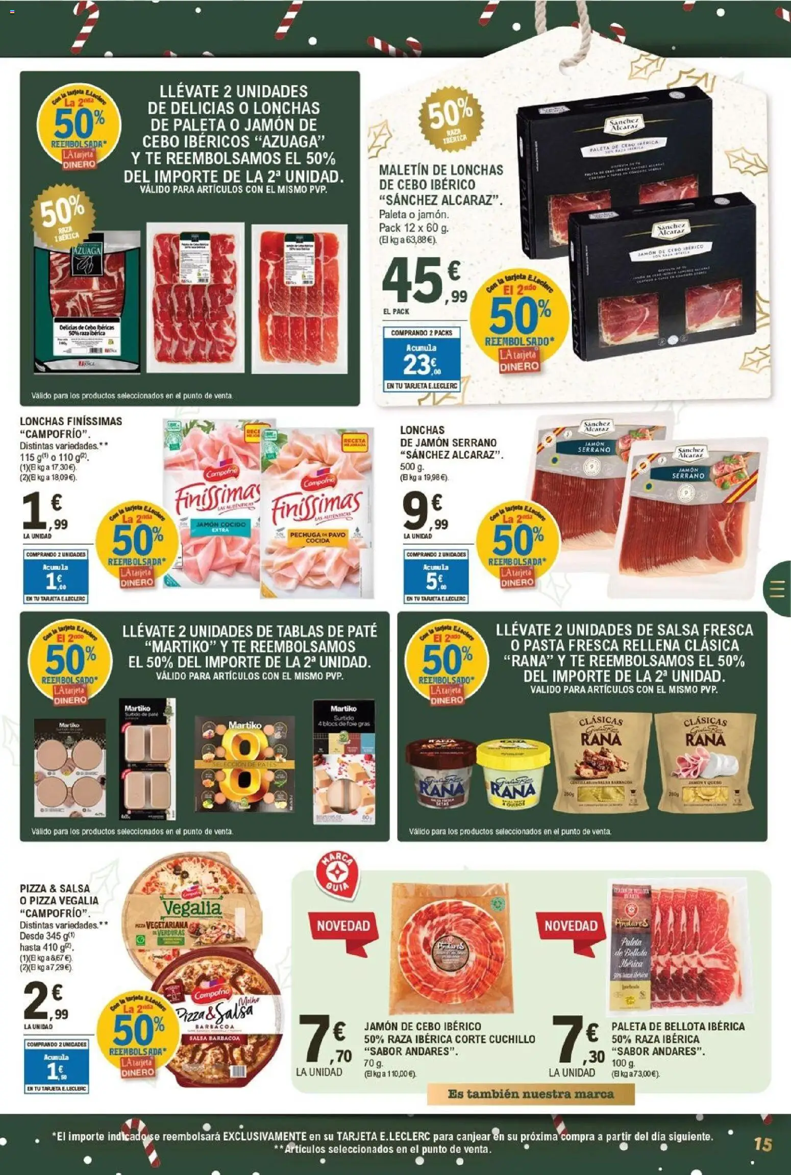 E.Leclerc folleto │ válido desde el 03.12.2025 | Página: 15 | Productos: Jamón serrano, Queso, Pasta, Té