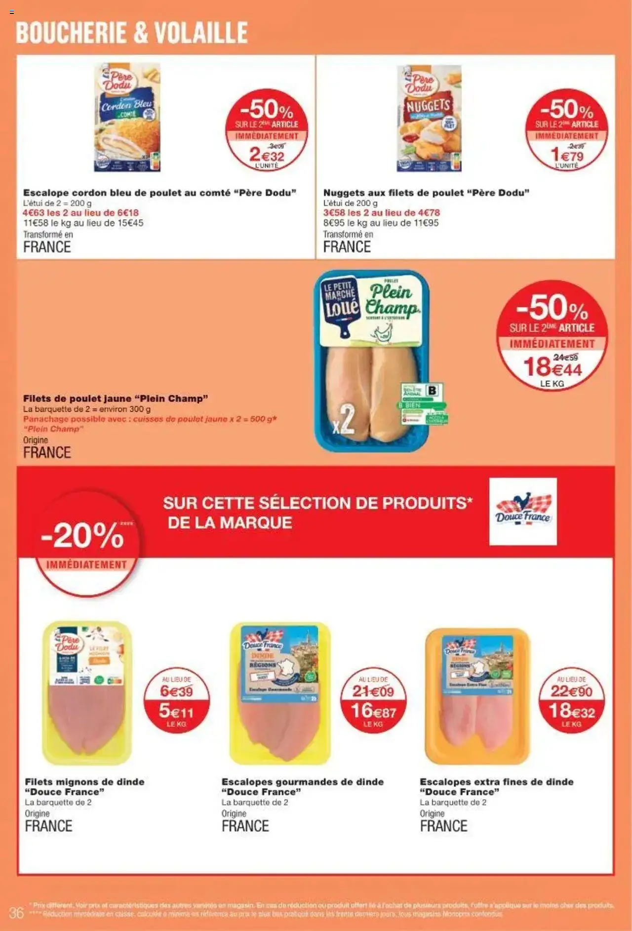  | Page: 36 | Produits: Cuisses de poulet, Volaille, Cordon bleu