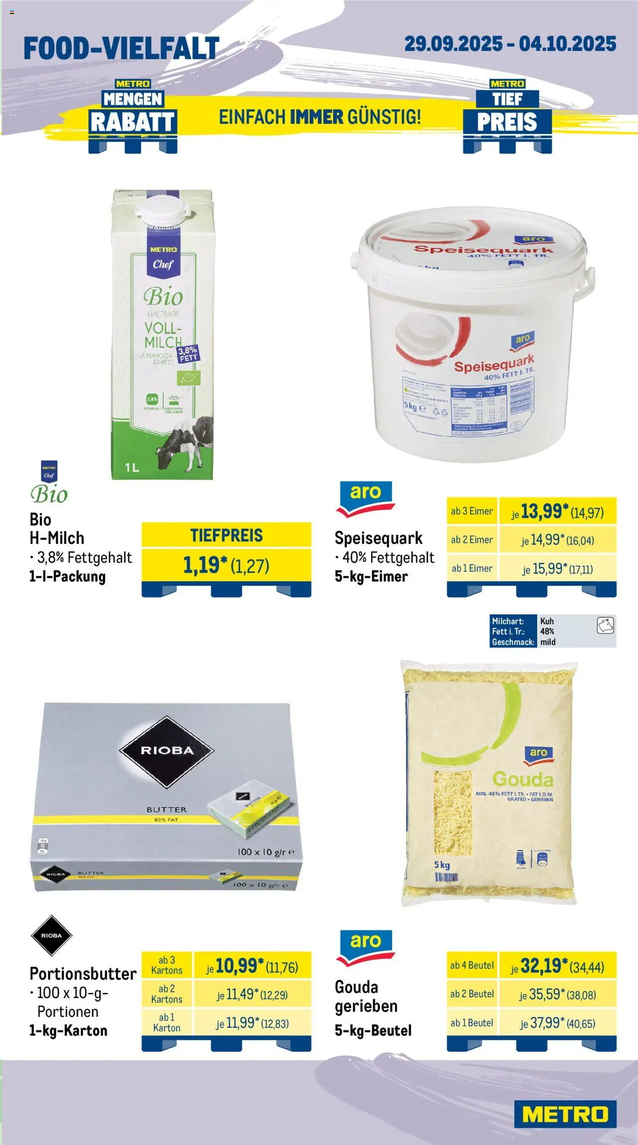 Metro Wochen-Angebote Gastro – gültig ab 29.09.2025 | Seite: 9 | Produkte: Quark, Milch, Gouda, Speisequark