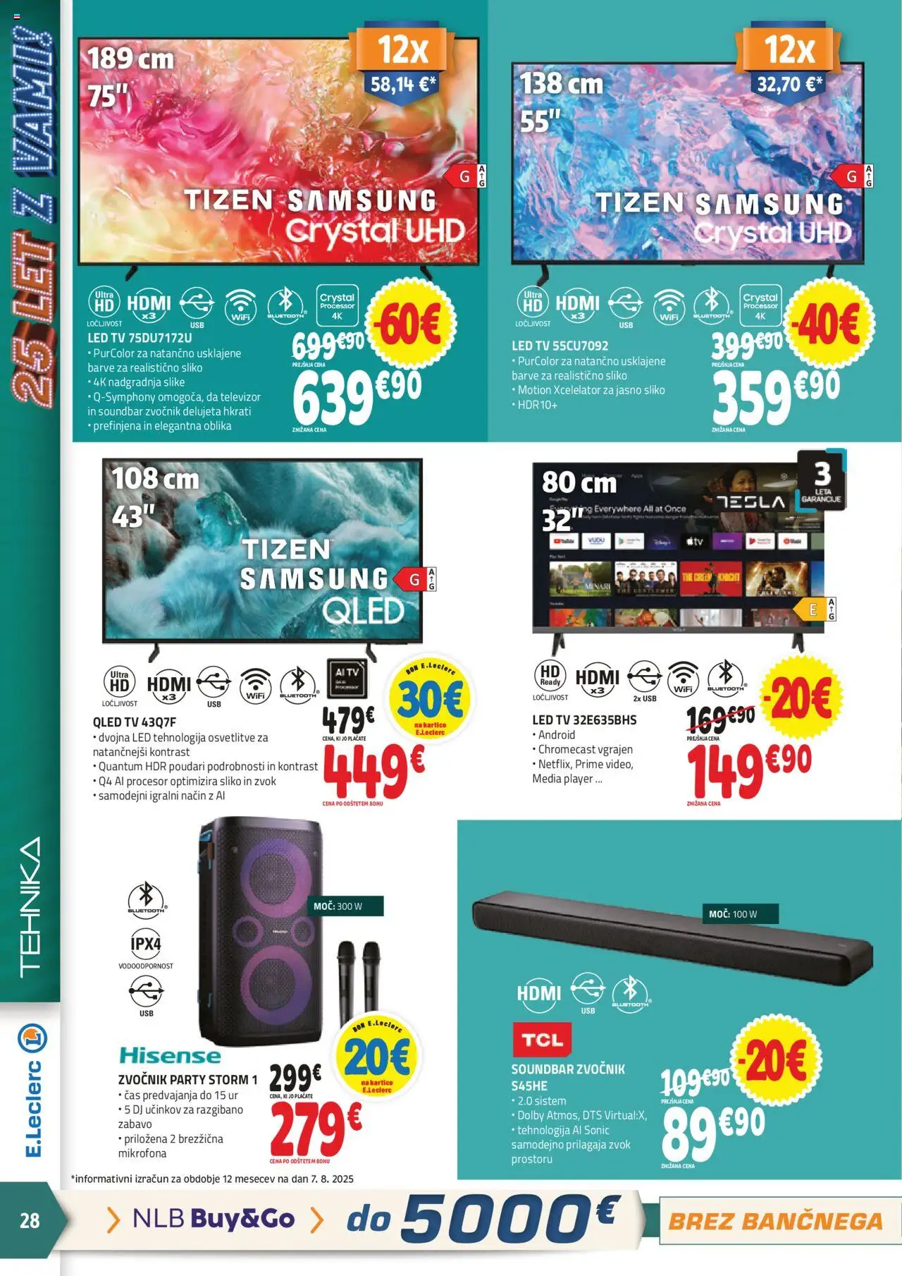 E.leclerc katalog tehnika │ velja od 20.08.2025 | Stran: 2 | Izdelki: Televizor, Tv, Usb, Led tv