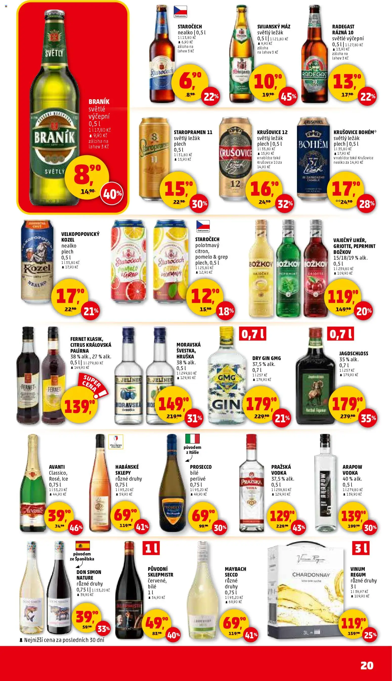 Penny Market leták - Čtvrtečník od 02.01.2026 | Strana: 20 | Produkty: Vodka, Krušovice, Dry gin, Láhev