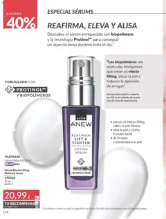 Vista previa Sérum Efecto Lifting Platinum Anew, Sérum Efecto Lifting Platinum Anew, ideal para pieles de 50-60 años, 30 ml válido desde el 01.01.2026 | Página: 118 | Productos: Sérum