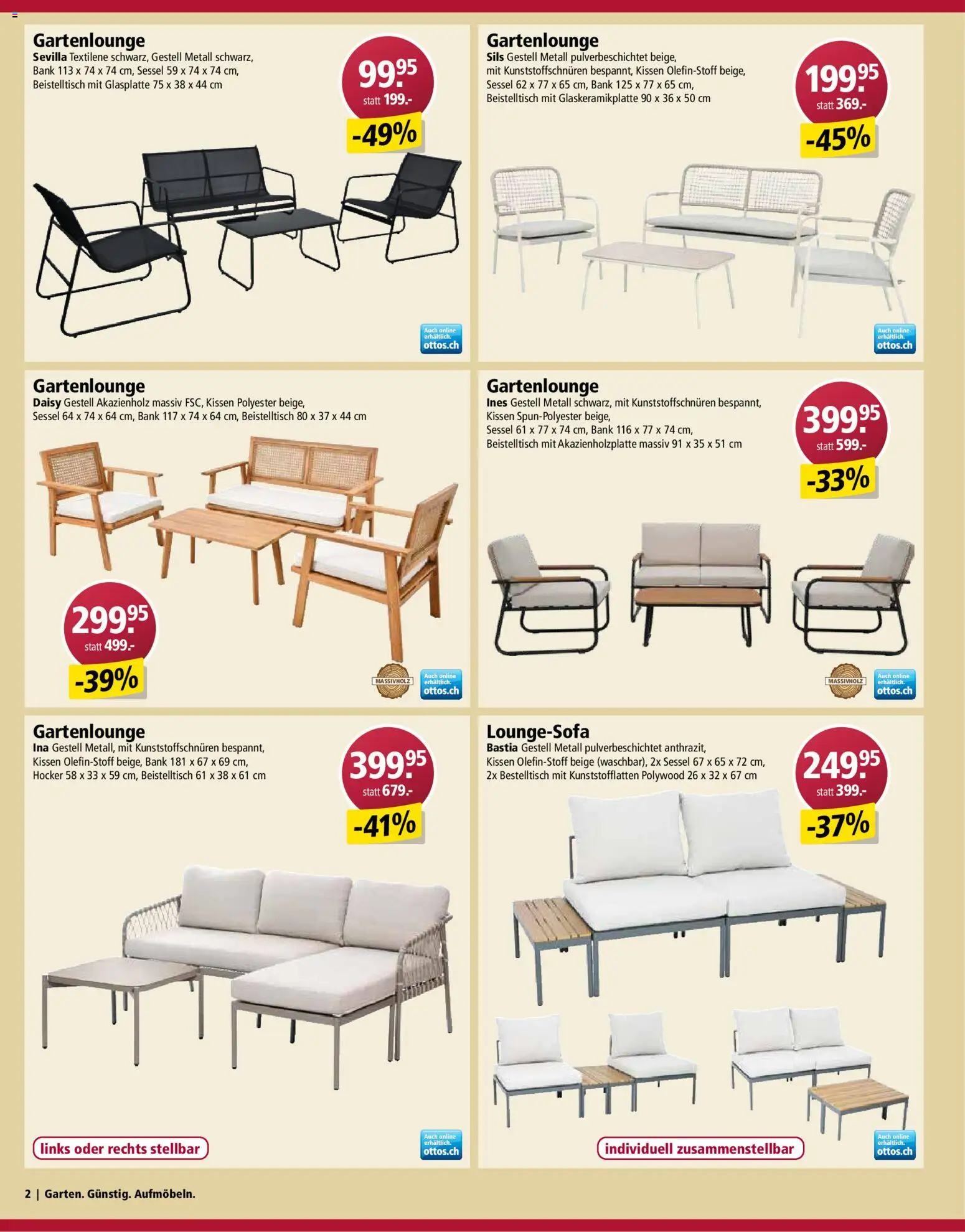 Otto's Aktionen Gartenmöbel – gültig ab 03.03.2026 | Seite: 2 | Produkte: Hocker, Kissen, Sessel, Beistelltisch