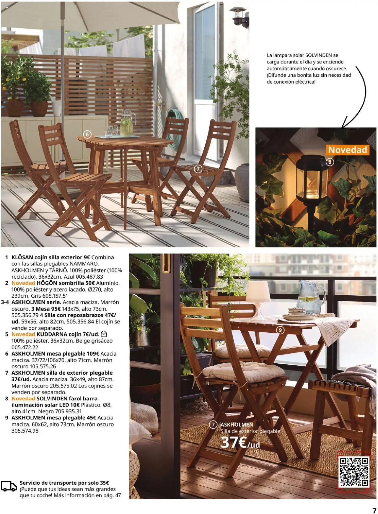 Catálogo IKEA Muebles de exterior │ válido desde el 04.02.2025 | Página: 7 | Productos: Farol, Mesa, Silla, Lámpara