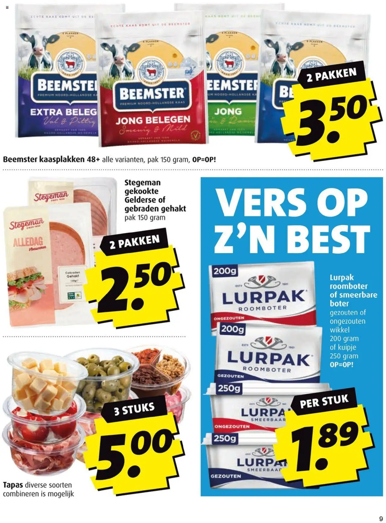  | Pagina: 9 | Producten: Boter, Kaas, Gehakt, Roomboter