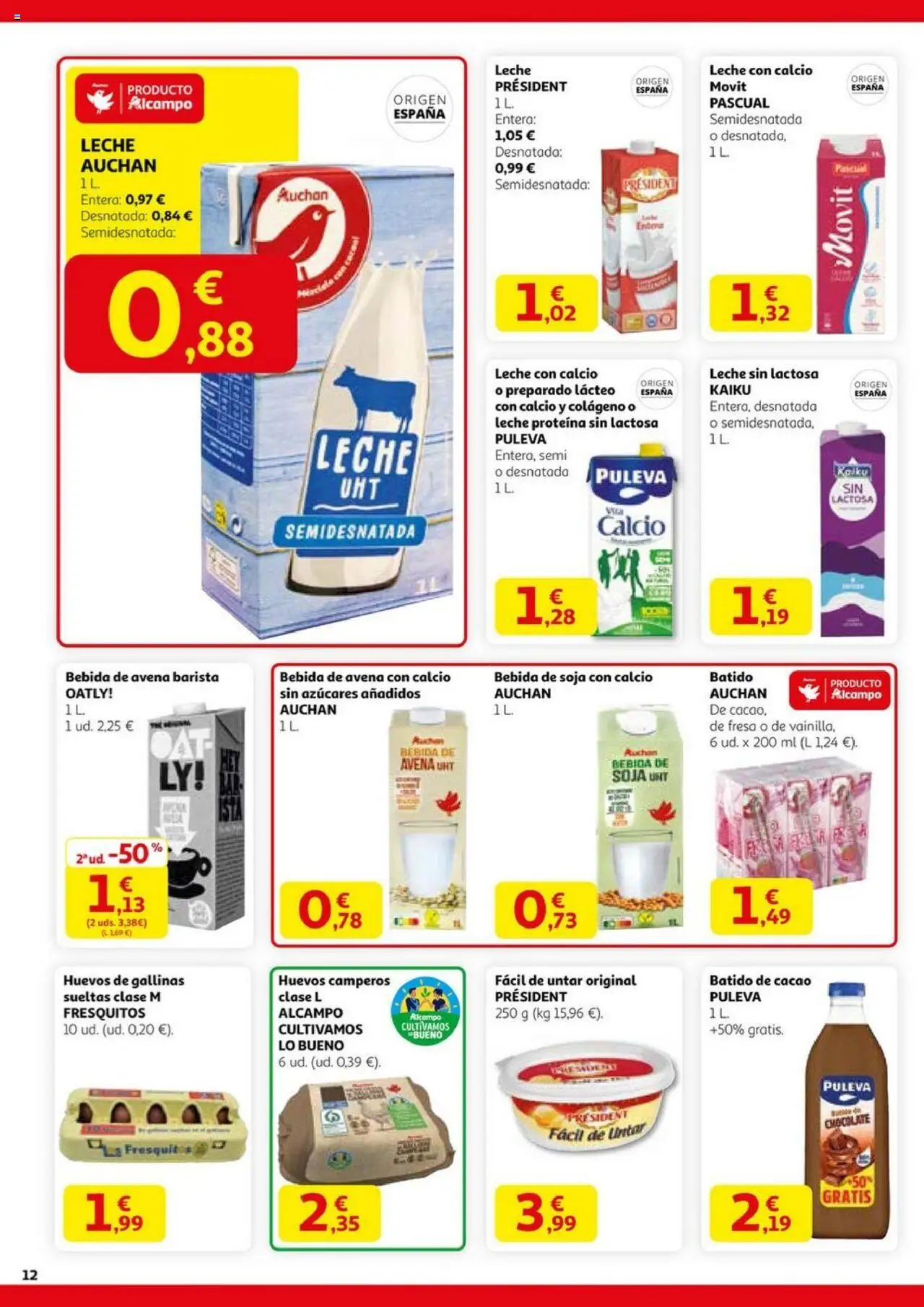 Alcampo - HG catalan  │ válido desde el 11.09.2025 | Página: 12 | Productos: Leche sin lactosa, Huevos, Bebida de soja, Φρυγανιές σικάλεως