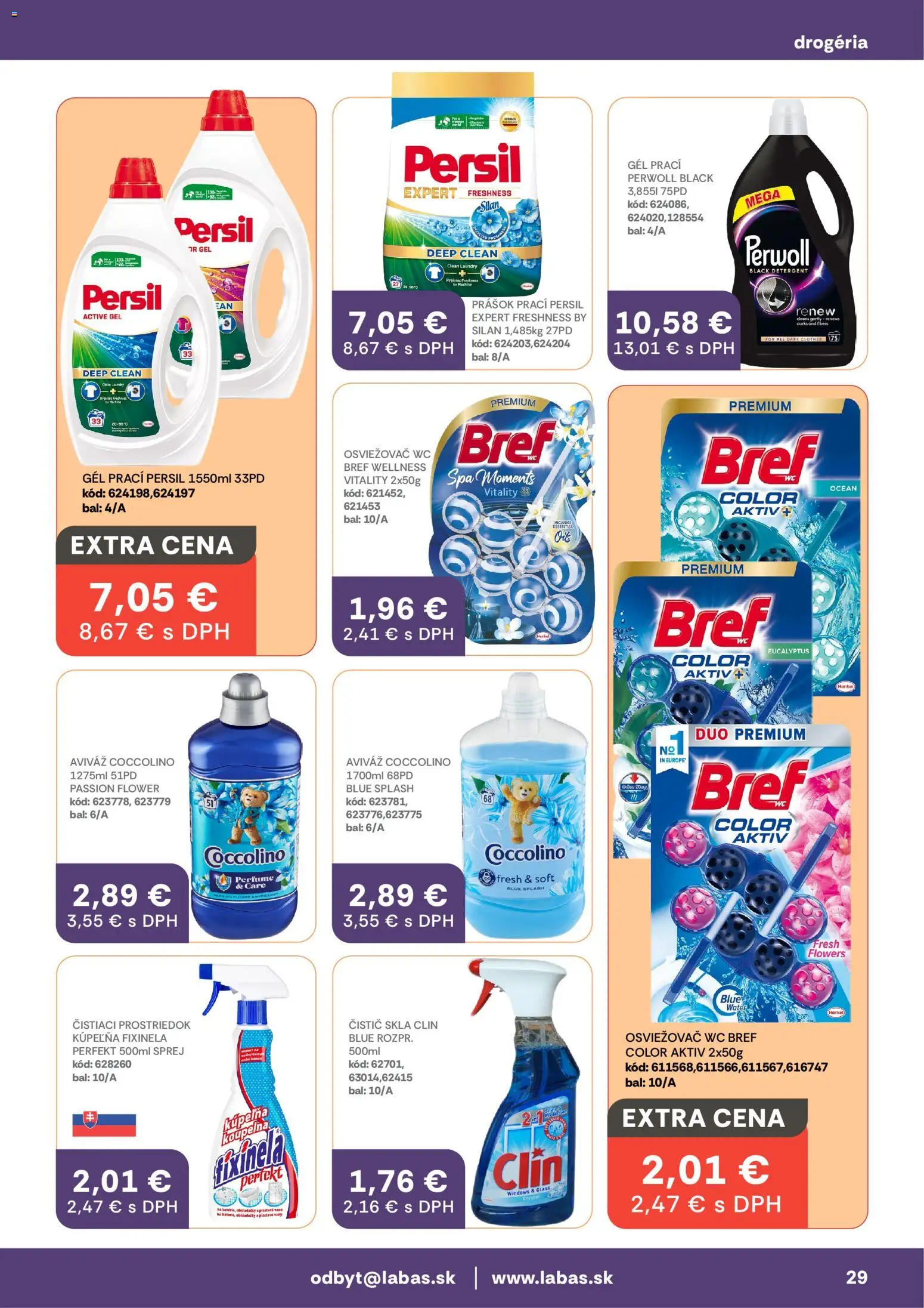 Nové Labaš akcie – leták je platný od 10.04.2026 | Strana: 29 | Produkty: Kúpelňa, Persil, Silan, Aviváž