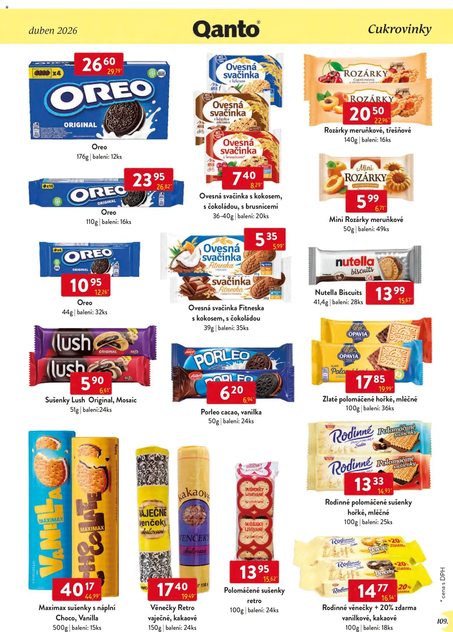 Astur & Qanto leták - Velkoobchod 04/2026 od 01.04.2026 | Strana: 109 | Produkty: Oreo, Sušenky, Nutella
