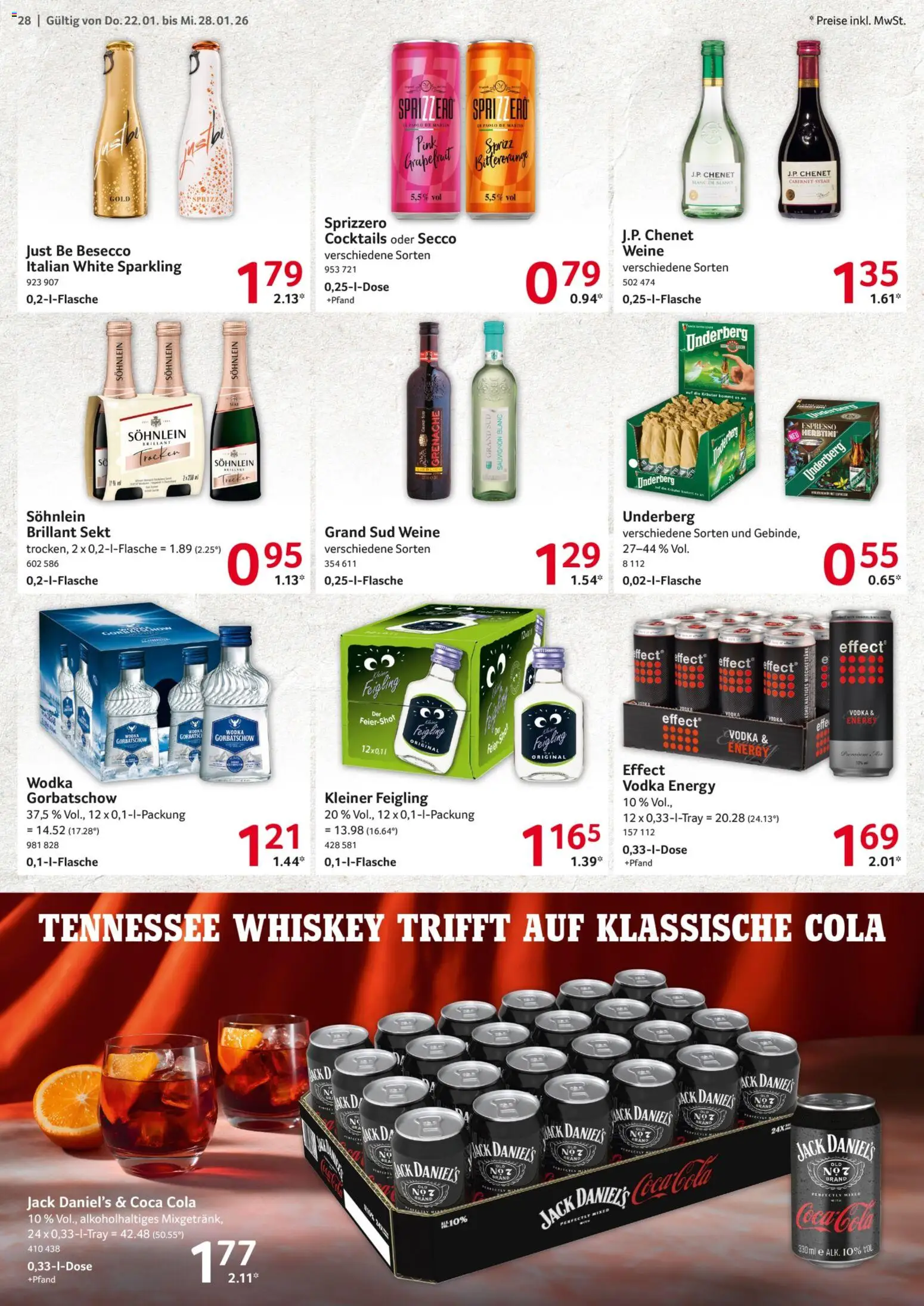 Selgros Prospekt 	 – gültig ab 22.01.2026 | Seite: 28 | Produkte: Sekt, Jack Daniel's, Grand sud, Vodka