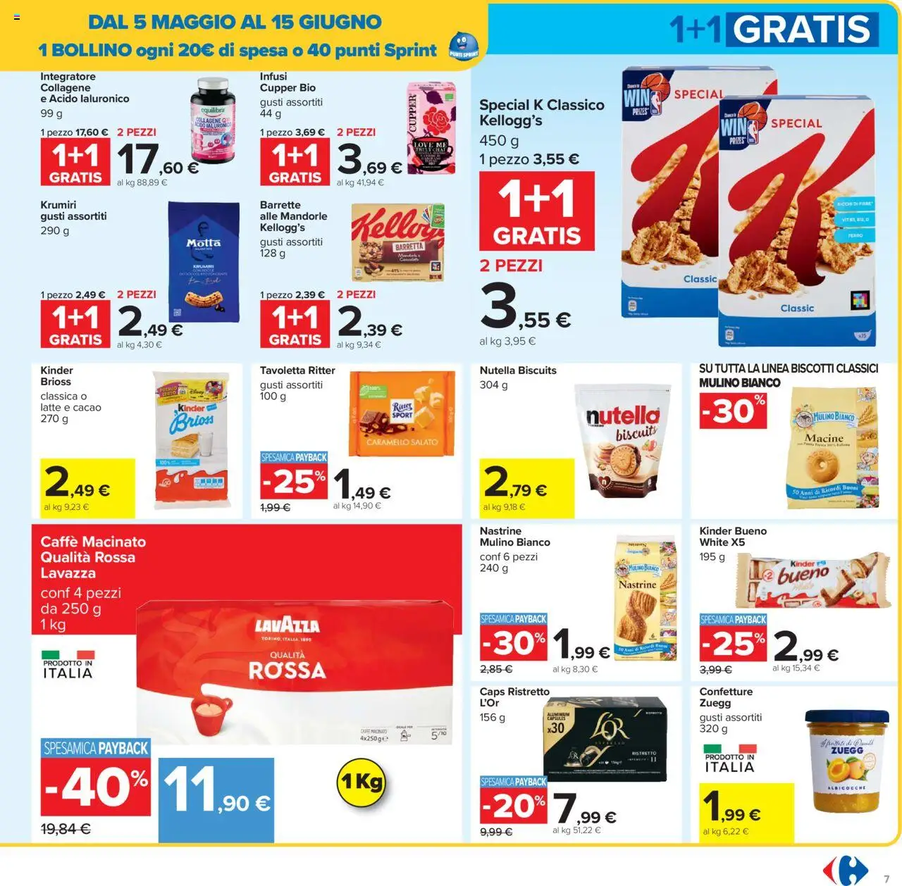 Volantino Carrefour del 05.05.2025 | Pagina: 7 | Prodotti: Biscotti, Latte, Mandorle, Cacao