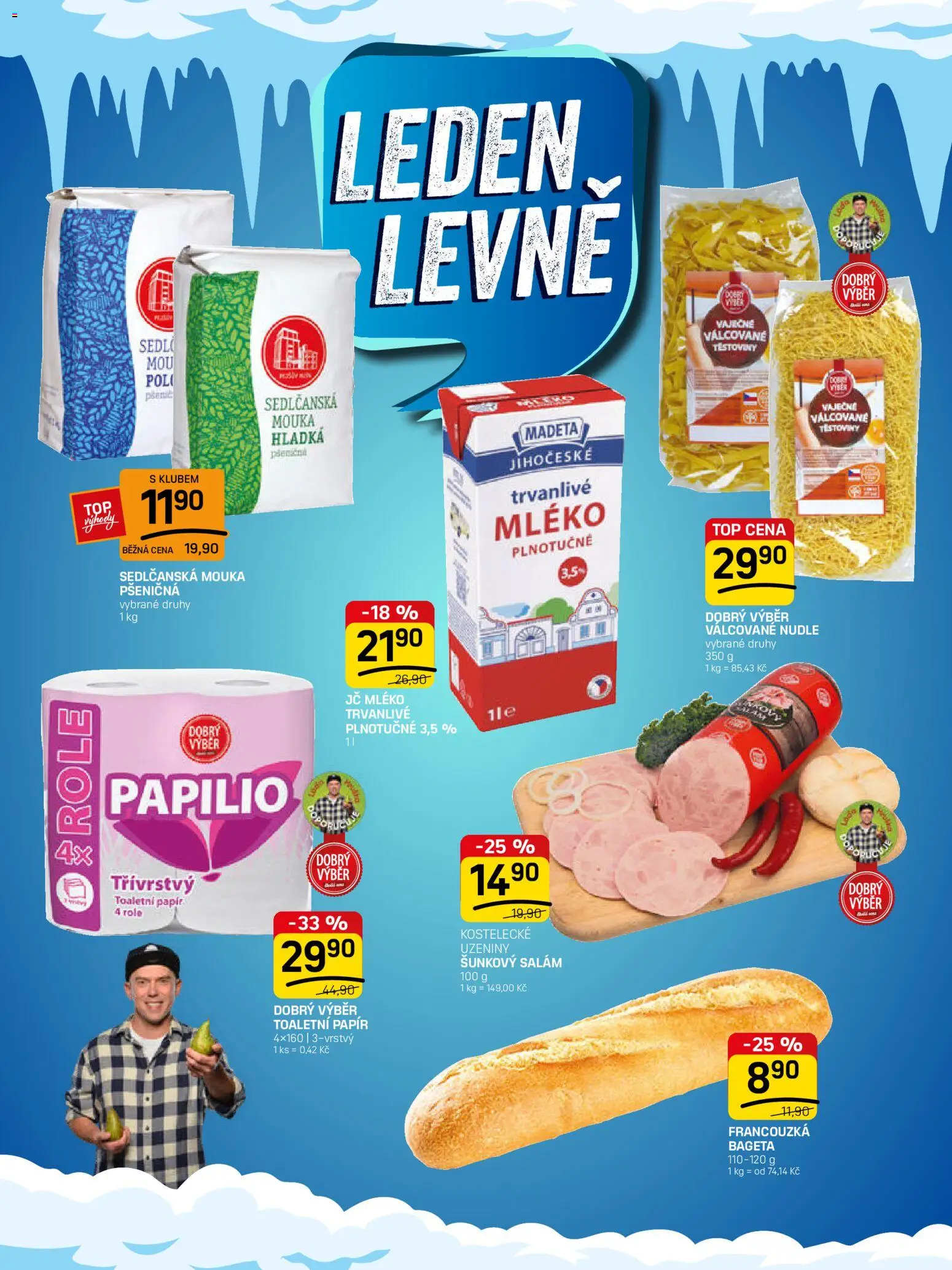 Flop leták - FlopTop od 21.01.2026 | Strana: 2 | Produkty: Mléko, Salám, Toaletní papír, Bageta