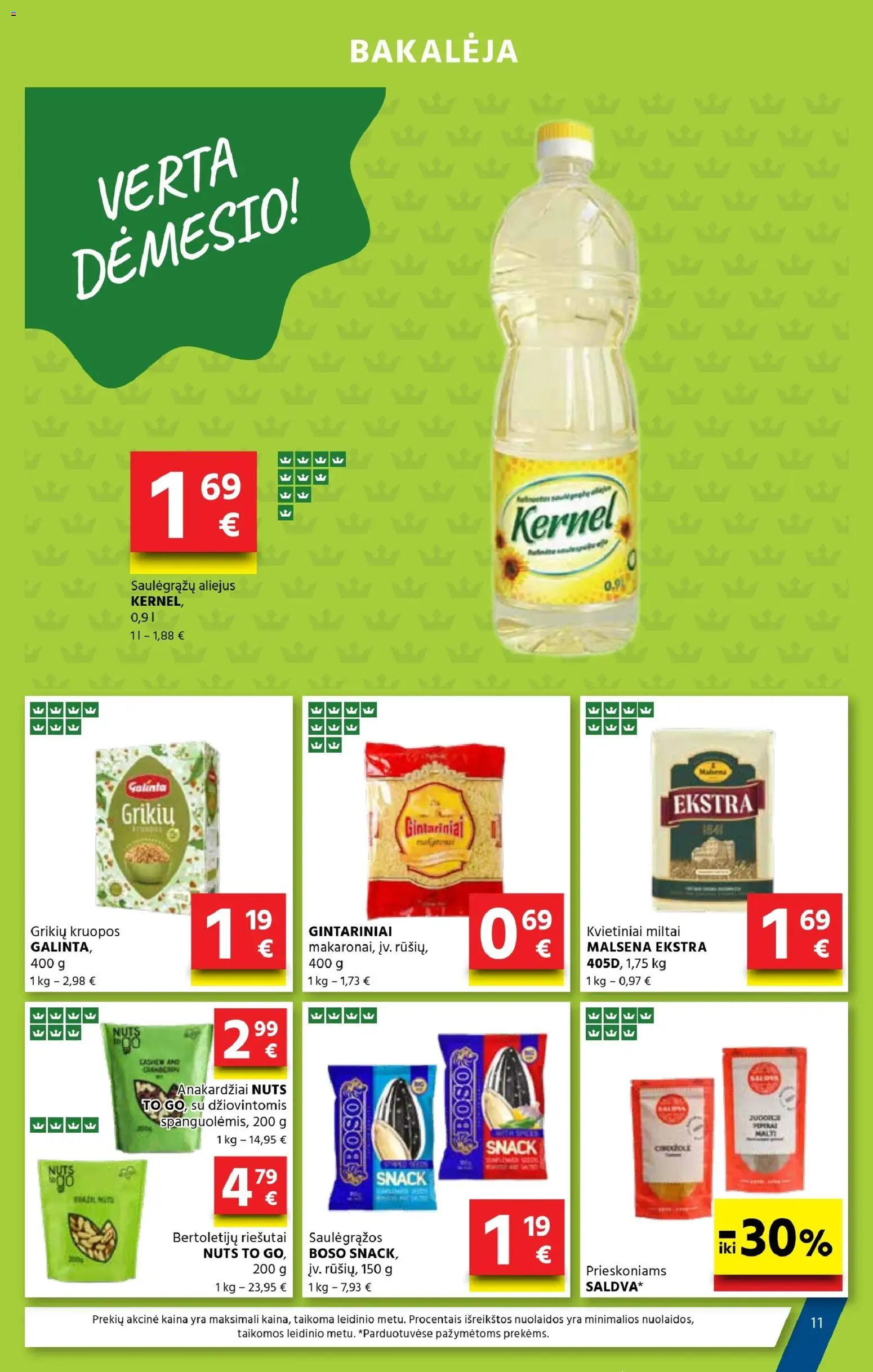 AIBE akcijos nuo 05.03.2026 | Puslapis: 11 | Prekių: Riešutai, Kruopos, Miltai, Saulėgrąžos