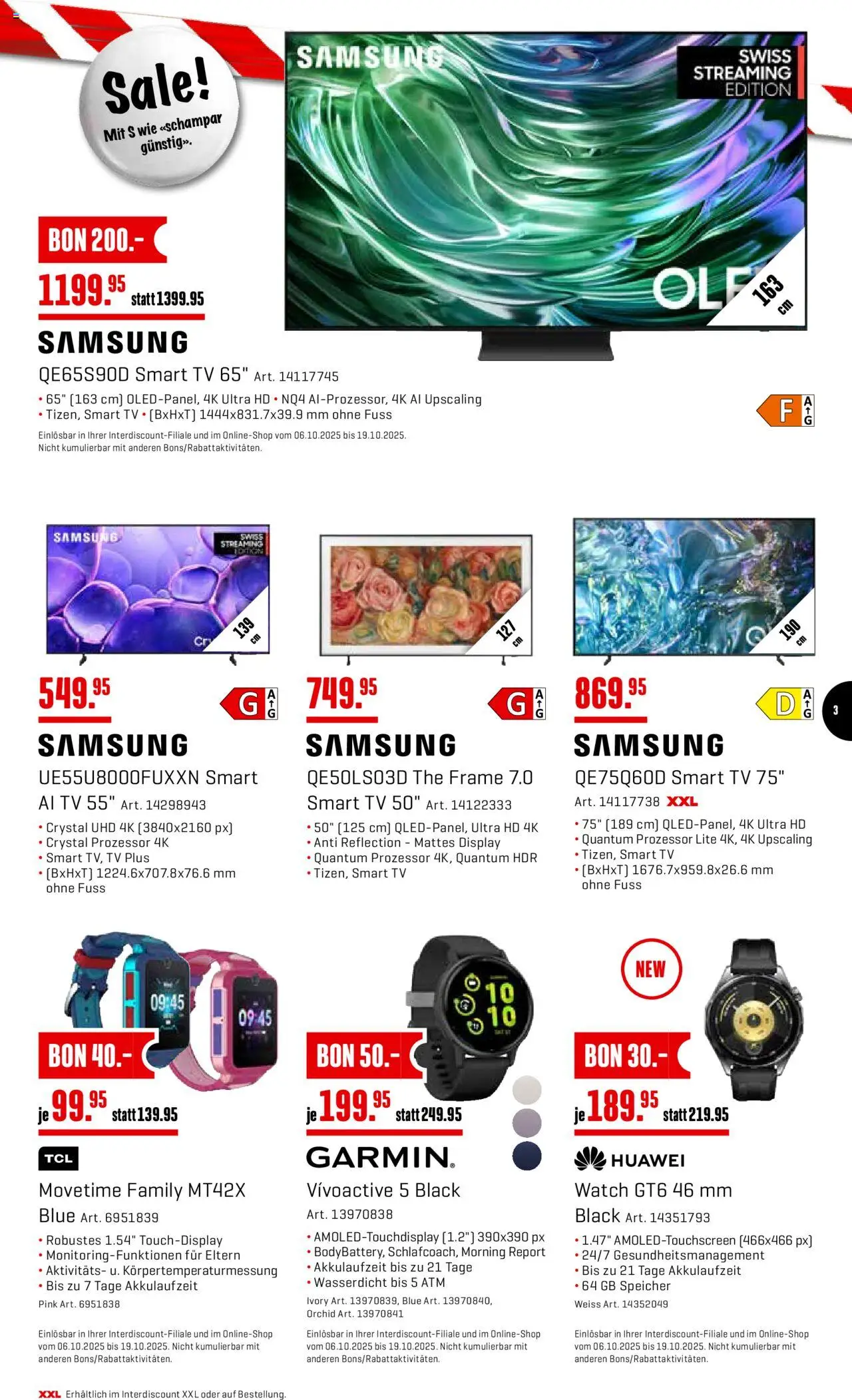 Interdiscount Aktionen – gültig ab 06.10.2025 | Seite: 3 | Produkte: TV, Samsung, Huawei