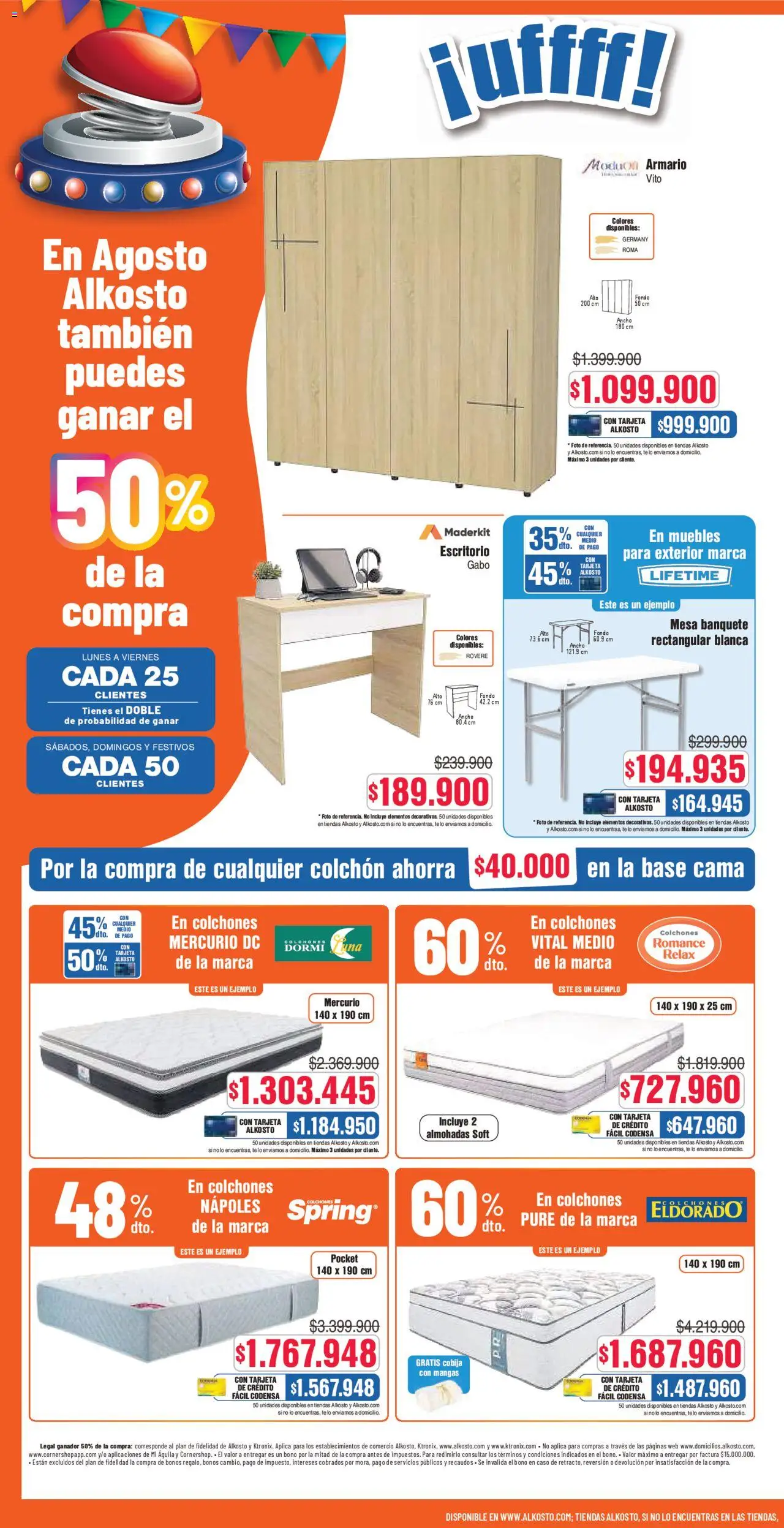 Alkosto folleto │ válido desde el 09.08.2025 | Página: 6 | Productos: Muebles, Cobija, Mesa, Armario