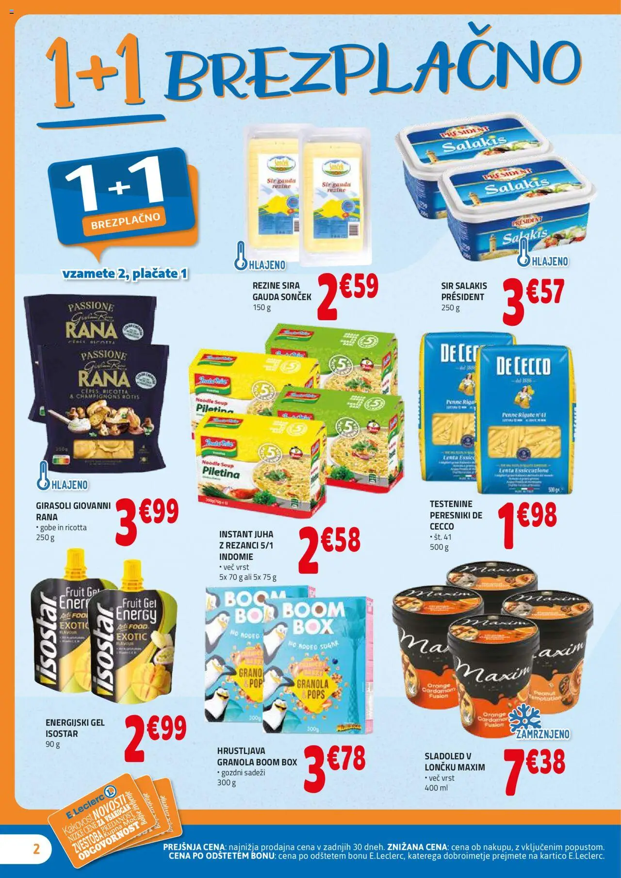 E.leclerc katalog │ velja od 20.08.2025 | Stran: 2 | Izdelki: Rezanci, Juha, Sir, Sladoled