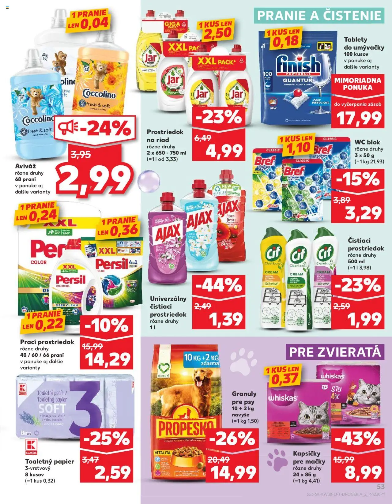 Nové Kaufland akcie – leták je platný od 18.09.2025 | Strana: 53 | Produkty: Wc, Whiskas, Coccolino, Jar