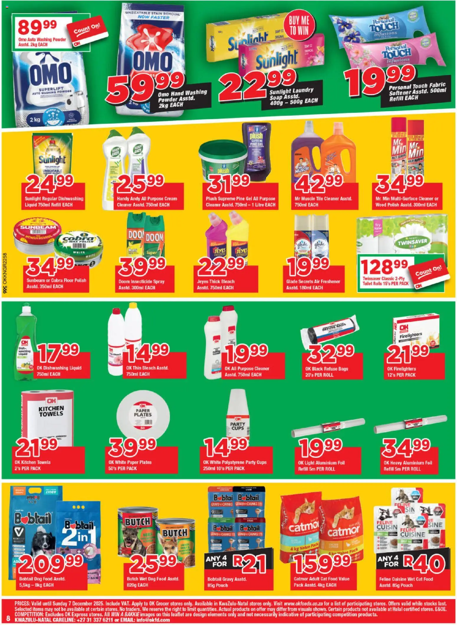 New OK Foods catalogue – valid from 10.12.2025 | Page: 8 | Products: Light, Gravy, Washing powder, Paper