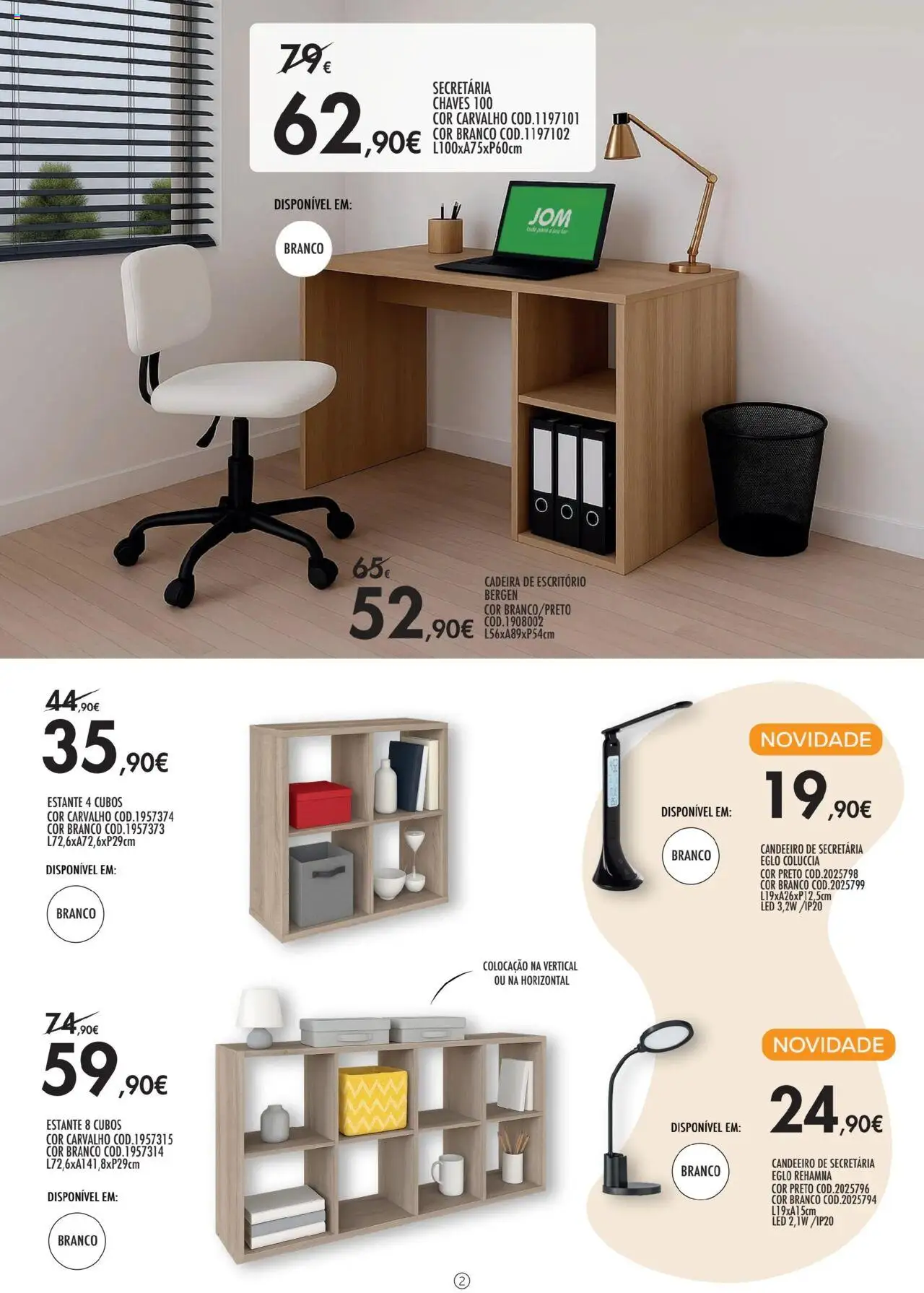 JOM folheto │ válido de 18.08.2025 | Página: 2 | Produtos: Candeeiro, Cadeira de escritório, Cadeira