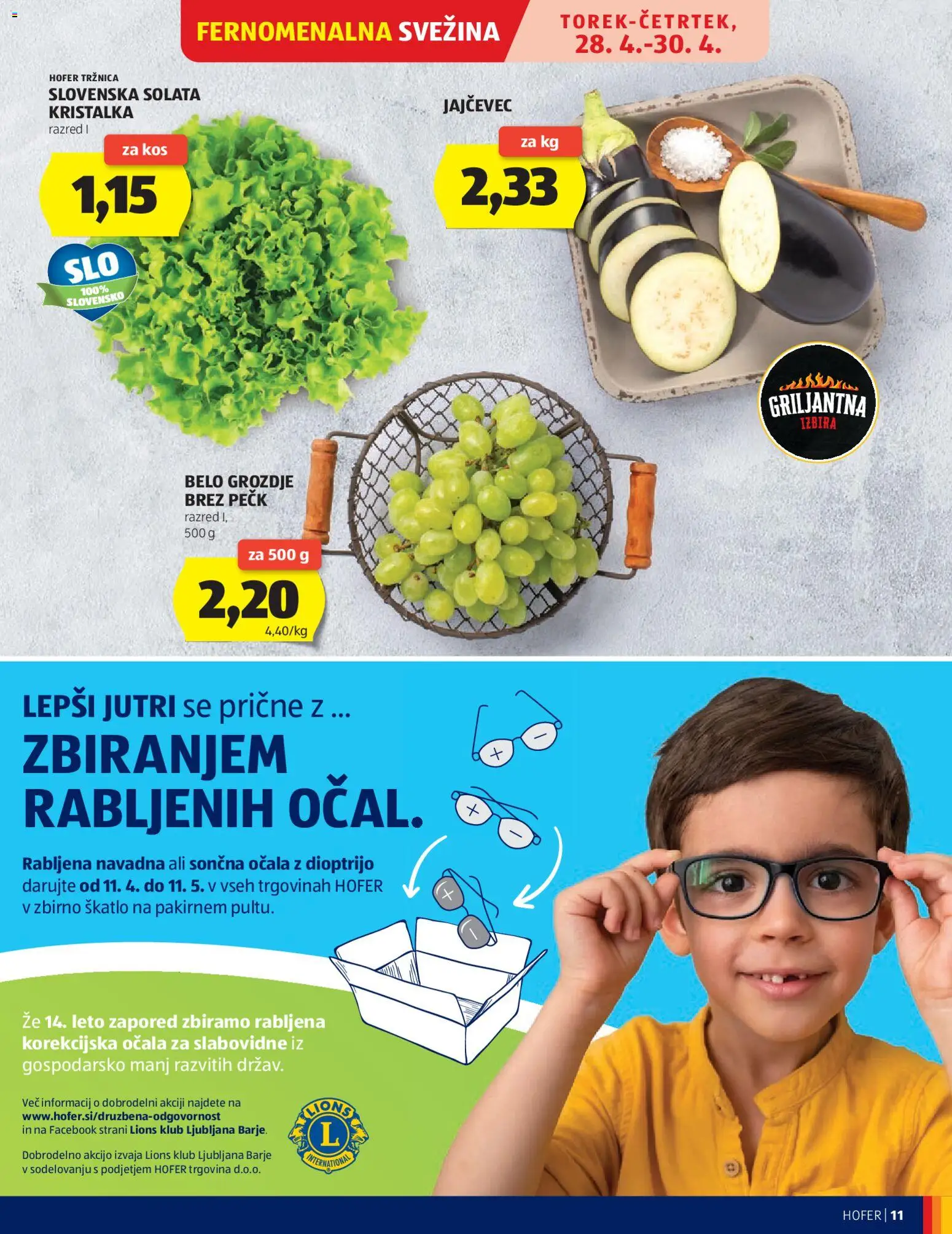 Novi Hofer katalog ponudbe – veljaven od 22.04.2026 | Stran: 11 | Izdelki: Sončna očala, Kos, Solata, Ocala