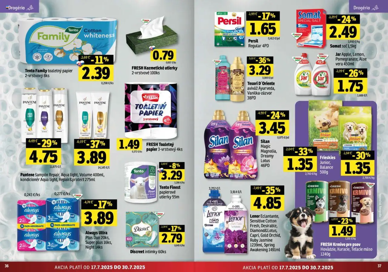 Fresh stredné a západné Slovensko │ platný od 17.07.2025 | Strana: 19 | Produkty: Friskies, Persil, Šampón, Kondicionér