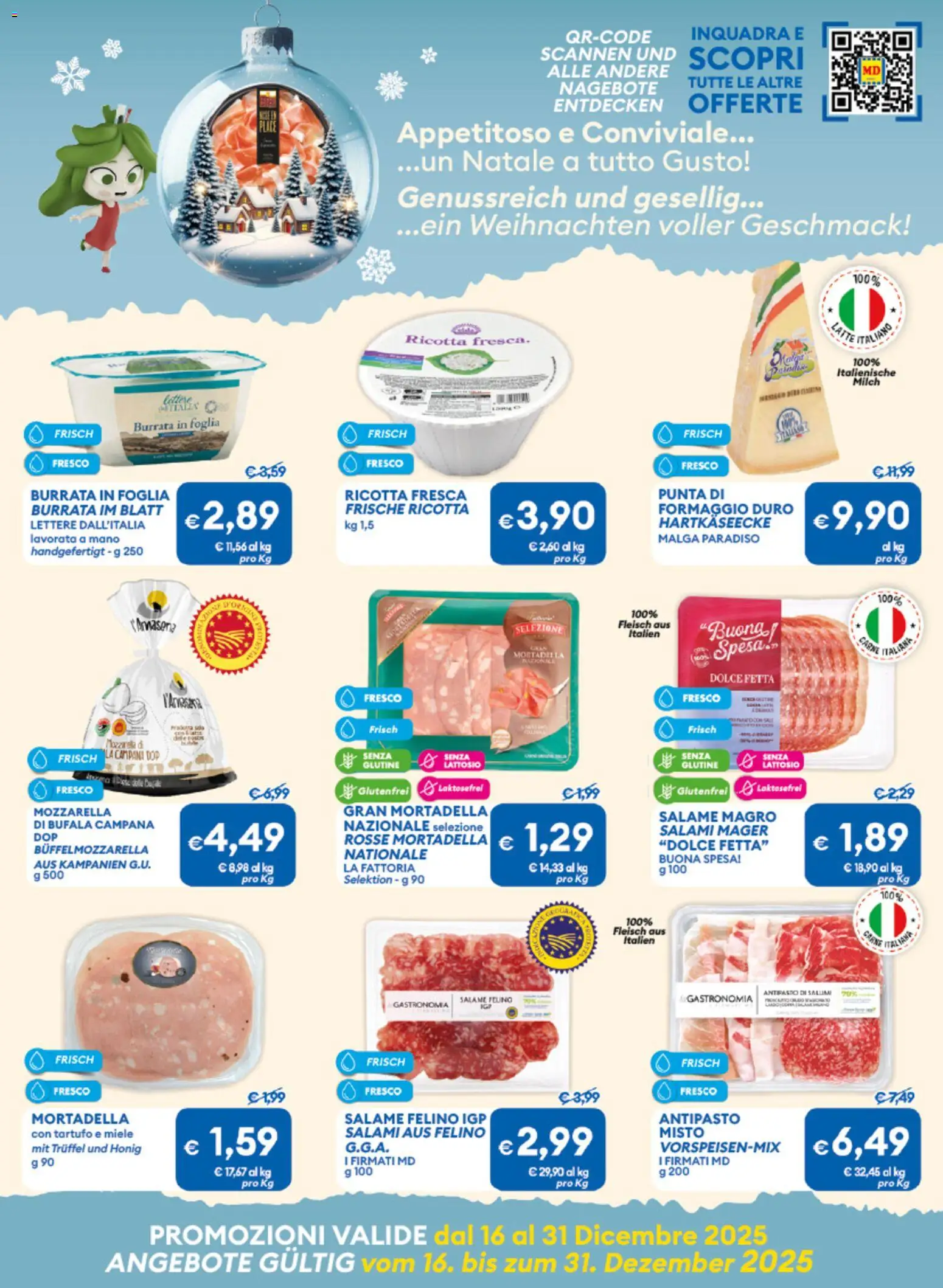 Volantino MD Discount del 16.12.2025 | Pagina: 5 | Prodotti: Salame, Formaggio, Mortadella, Ricotta