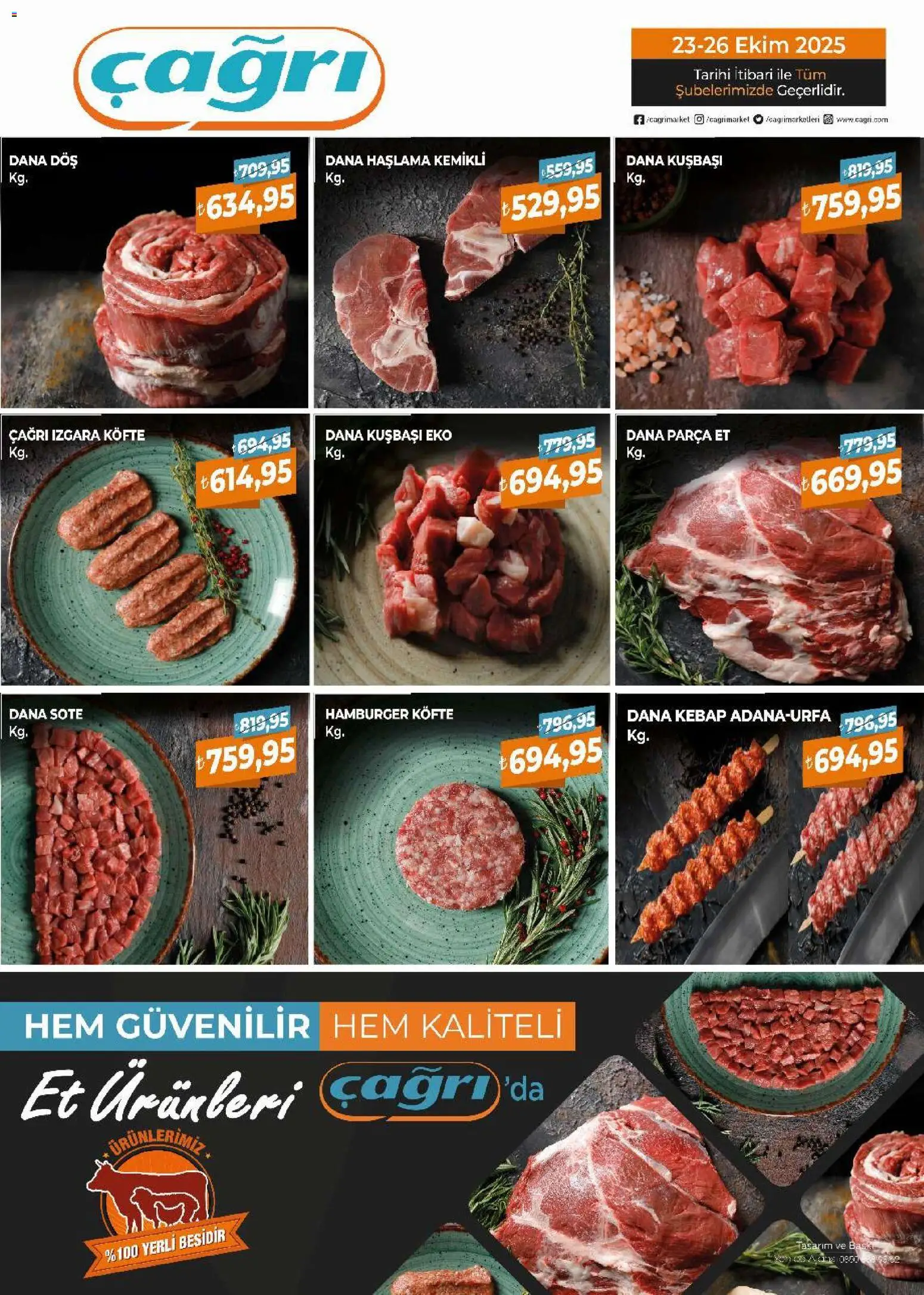 Çağrı Market - Kasap Katalog - 23.10.2025 tarihinden itibaren geçerlidir | Sayfa: 1 | Ürünler: Dana kuşbaşı, Izgara köfte, Izgara