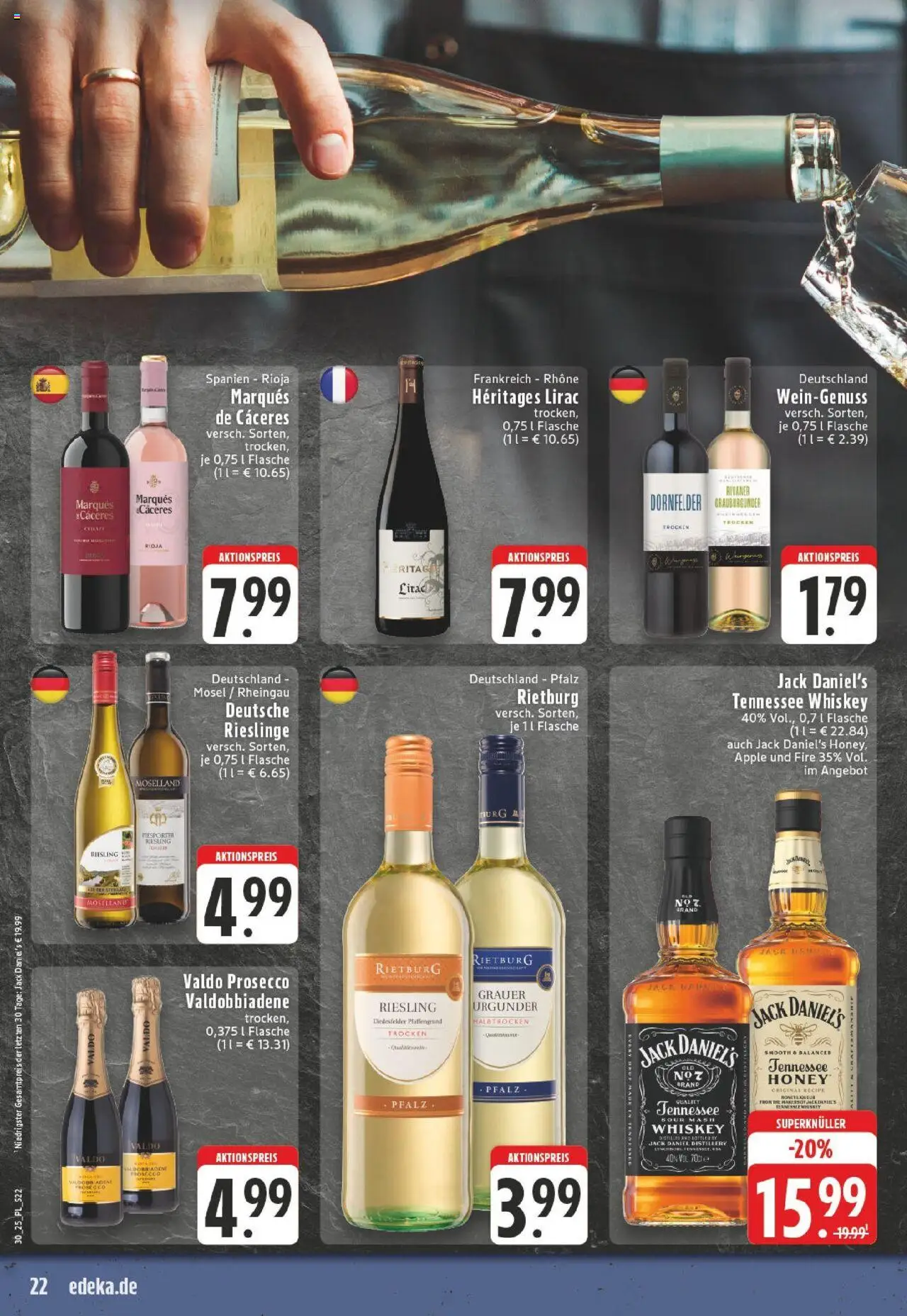 Edeka prospekt Bocholt - Holtwick	 - gültig ab dem 20.07.2025 | Seite: 22 | Produkte: Jack Daniel's, Apple, Prosecco, Whiskey