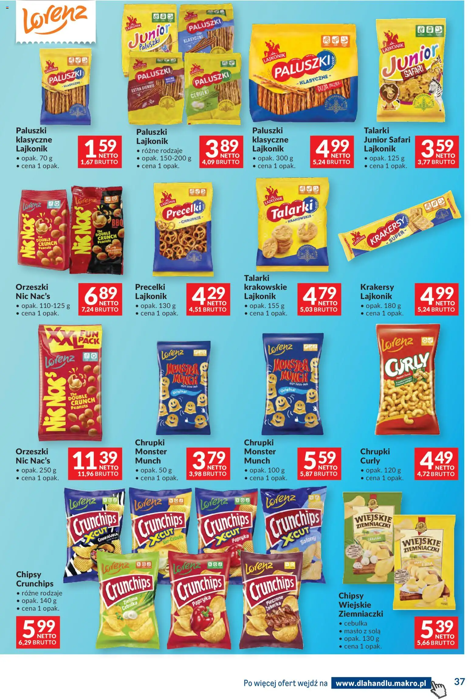 Makro Gazetka - Dystrybucja do sklepów od 25.11.2025 | Strona: 37 | Produkty: Chipsy, Papryka, Paluszki, Krakersy