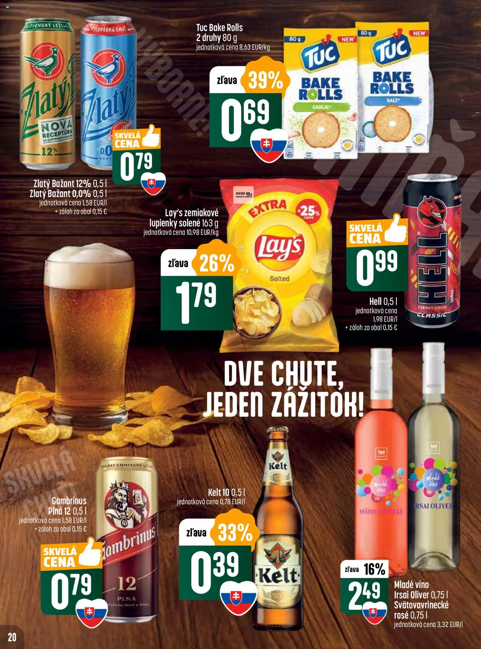 Nové COOP Jednota akcie – leták je platný od 06.11.2025 | Strana: 20 | Produkty: Víno, Kelt, Zlatý Bažant, Gambrinus